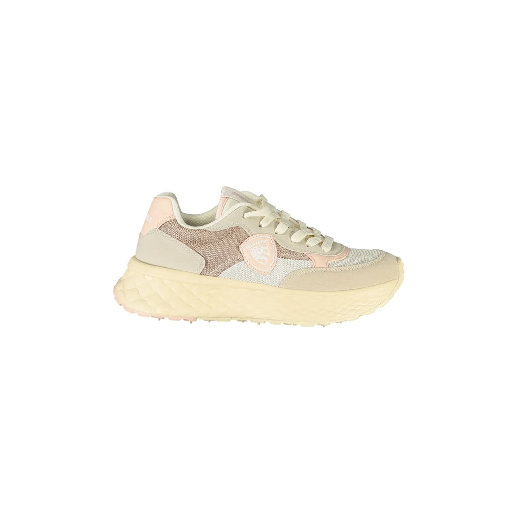 BLAUER Sneakers Donna Beige con Lacci e Dettagli Rosa