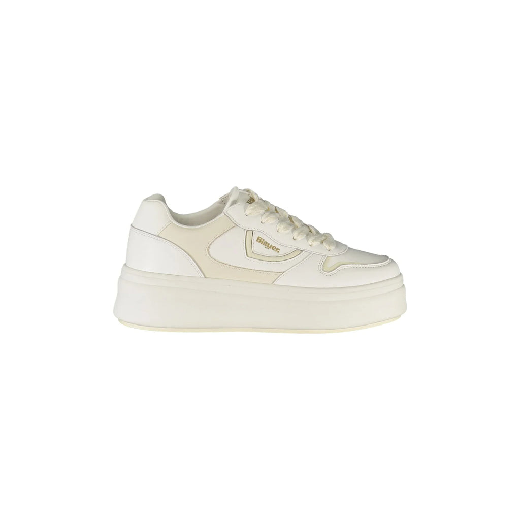 BLAUER Sneakers Donna Bianche con Lacci e Dettagli a Contrasto