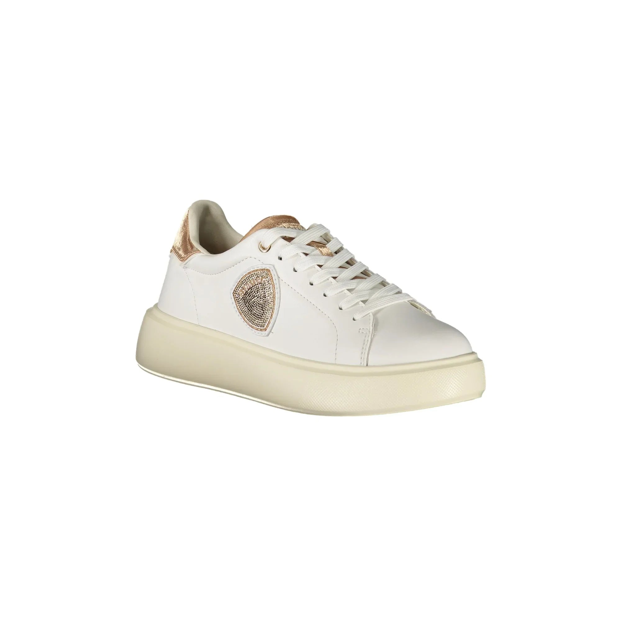 BLAUER Sneakers Donna Bianche con Lacci e Dettagli in Bronzo