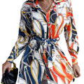 Top a camicia con bottoni, vestito colorato per donna