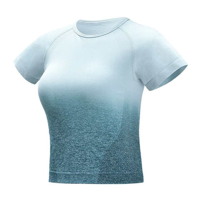 Tuta sportiva da donna a manica corta sfumata Abbigliamento da palestra senza cuciture Donna Palestra Yoga Set Leggings fitness