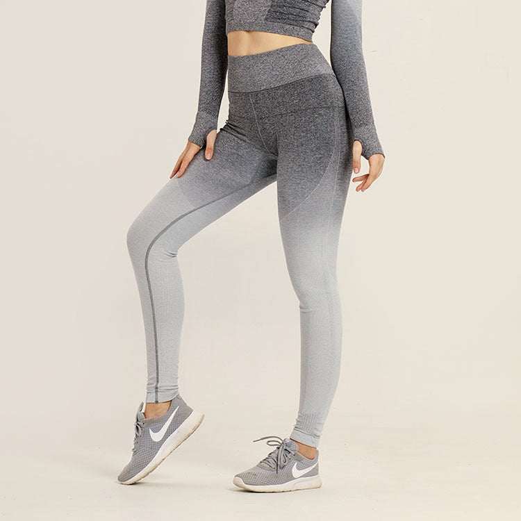 Tuta sportiva da donna a manica corta sfumata Abbigliamento da palestra senza cuciture Donna Palestra Yoga Set Leggings fitness