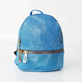 Zaino Mini Denim Blu Con Zip Oro