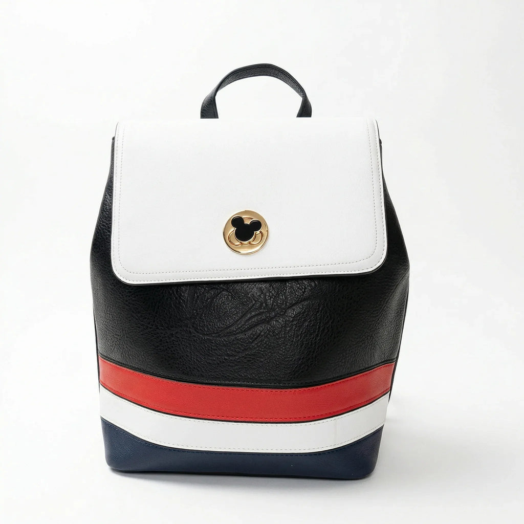Disney Zaino In Pelle PU Tricolore Con Motivo Mickey Mouse Ideale Per Uso Quotidiano