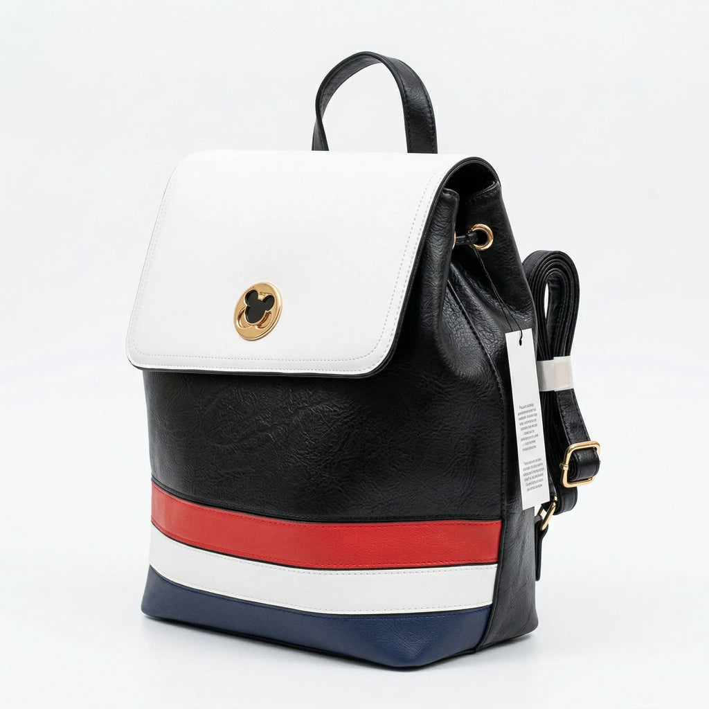 Disney Zaino In Pelle PU Tricolore Con Motivo Mickey Mouse Ideale Per Uso Quotidiano