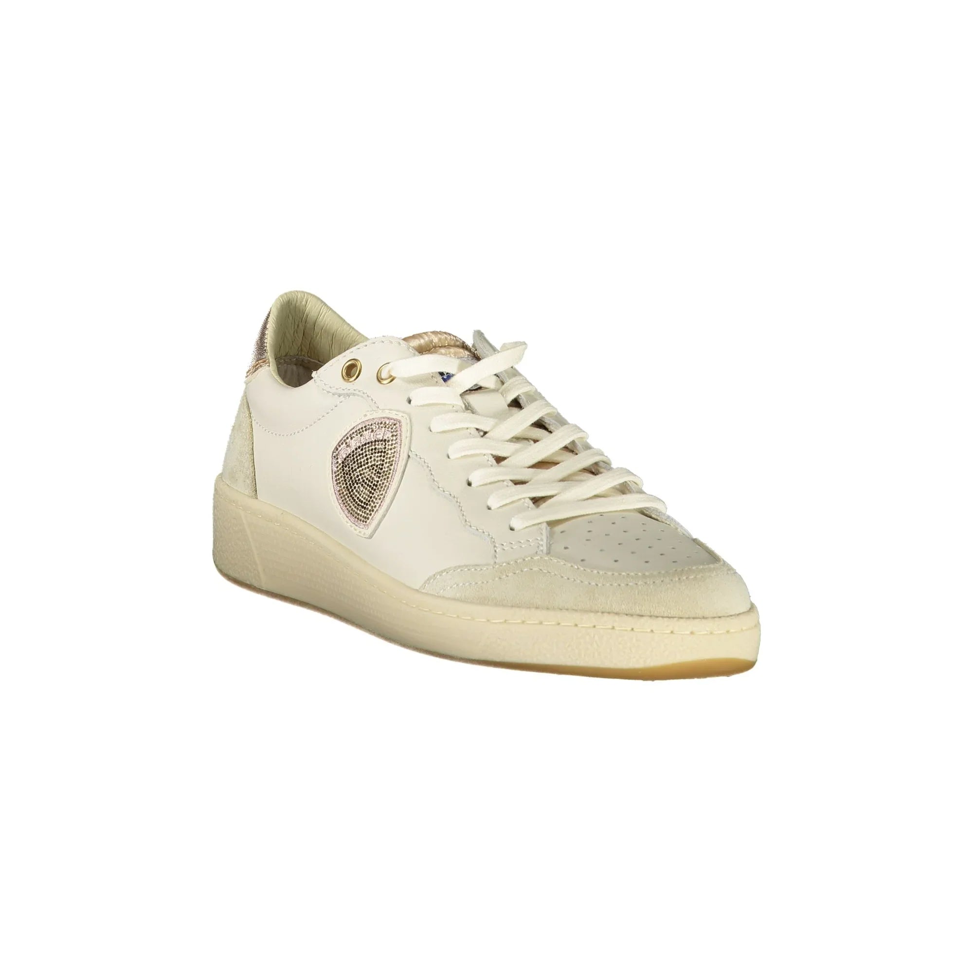 BLAUER Sneakers Donna Bianche con Lacci e Dettagli in Bronzo