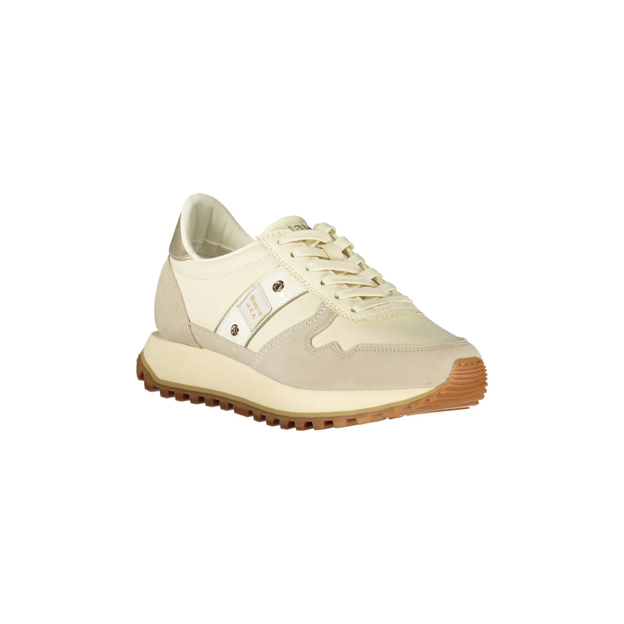 BLAUER Sneakers Donna Beige con Lacci e Dettagli in Oro
