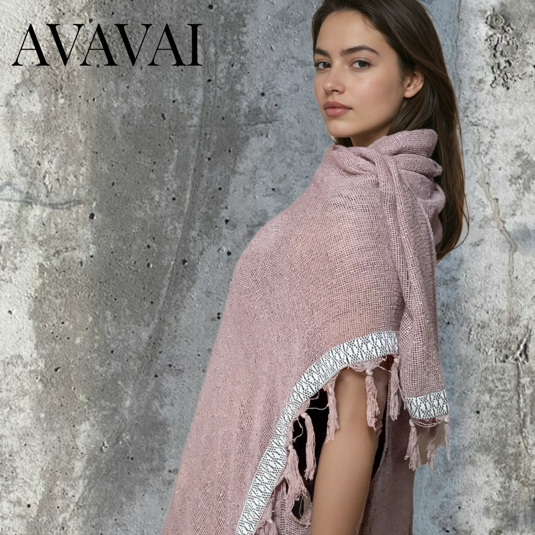 Caftano con fascia in cotone grezzo naturale 🌱 Rosa Antico