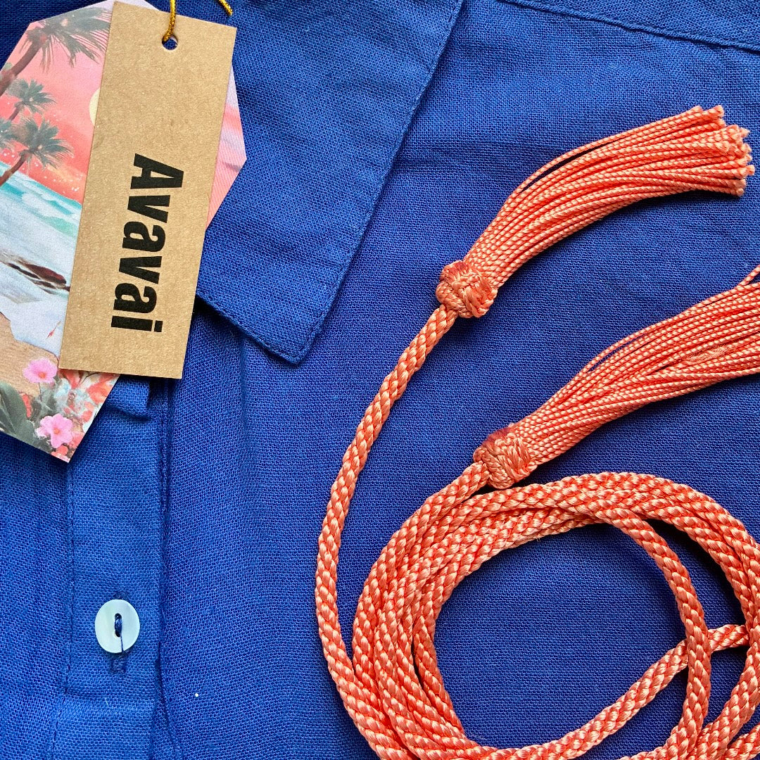 Camicia Mare & Città con cintura in cordoncino + nappine ★ Navy Blue