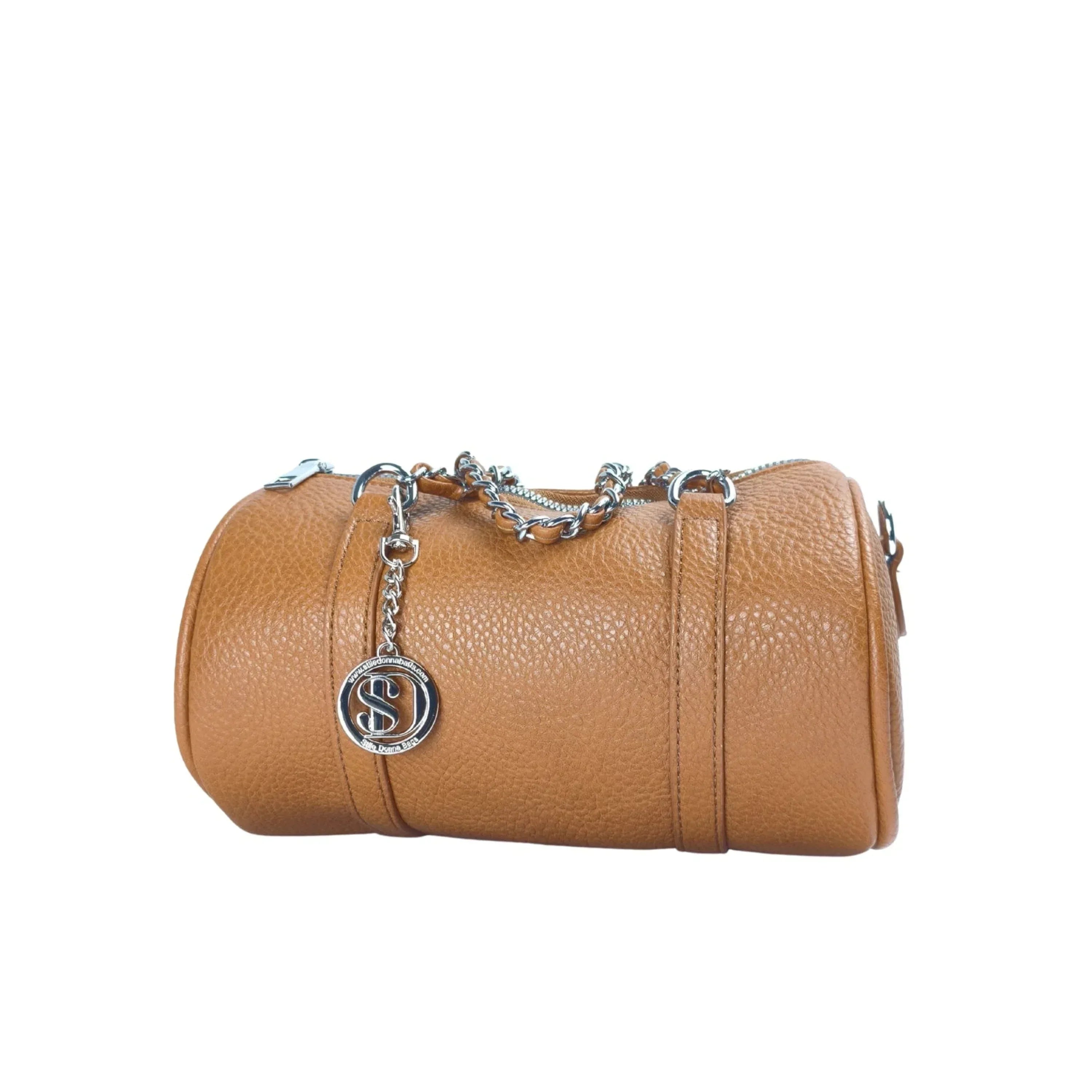 Borsa a Cilindro con Doppio Manico in EcoPelle Resistente, Design Architettonico Compatto
