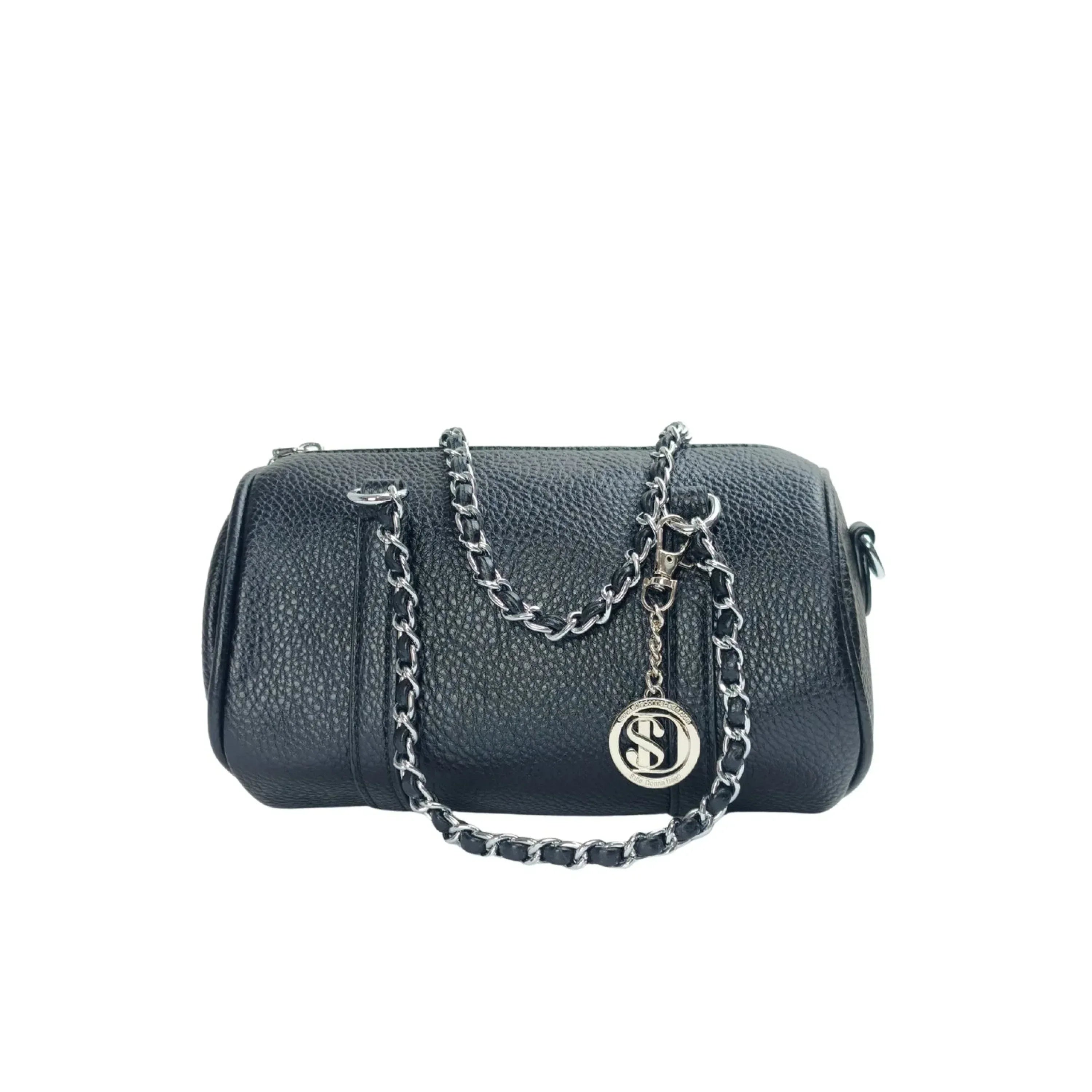 Borsa a Cilindro con Doppio Manico in EcoPelle Resistente, Design Architettonico Compatto