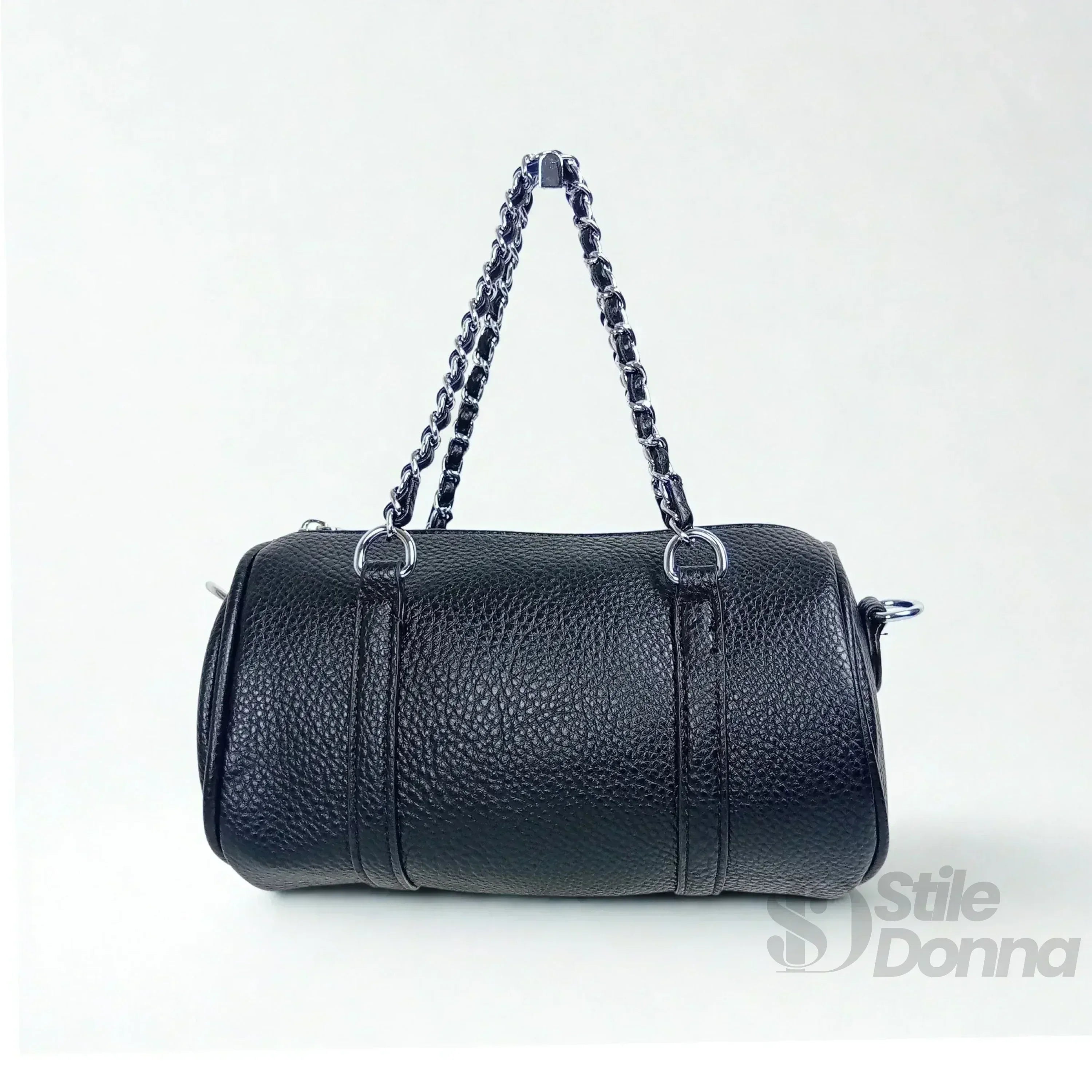 Borsa a Cilindro con Doppio Manico in EcoPelle Resistente, Design Architettonico Compatto