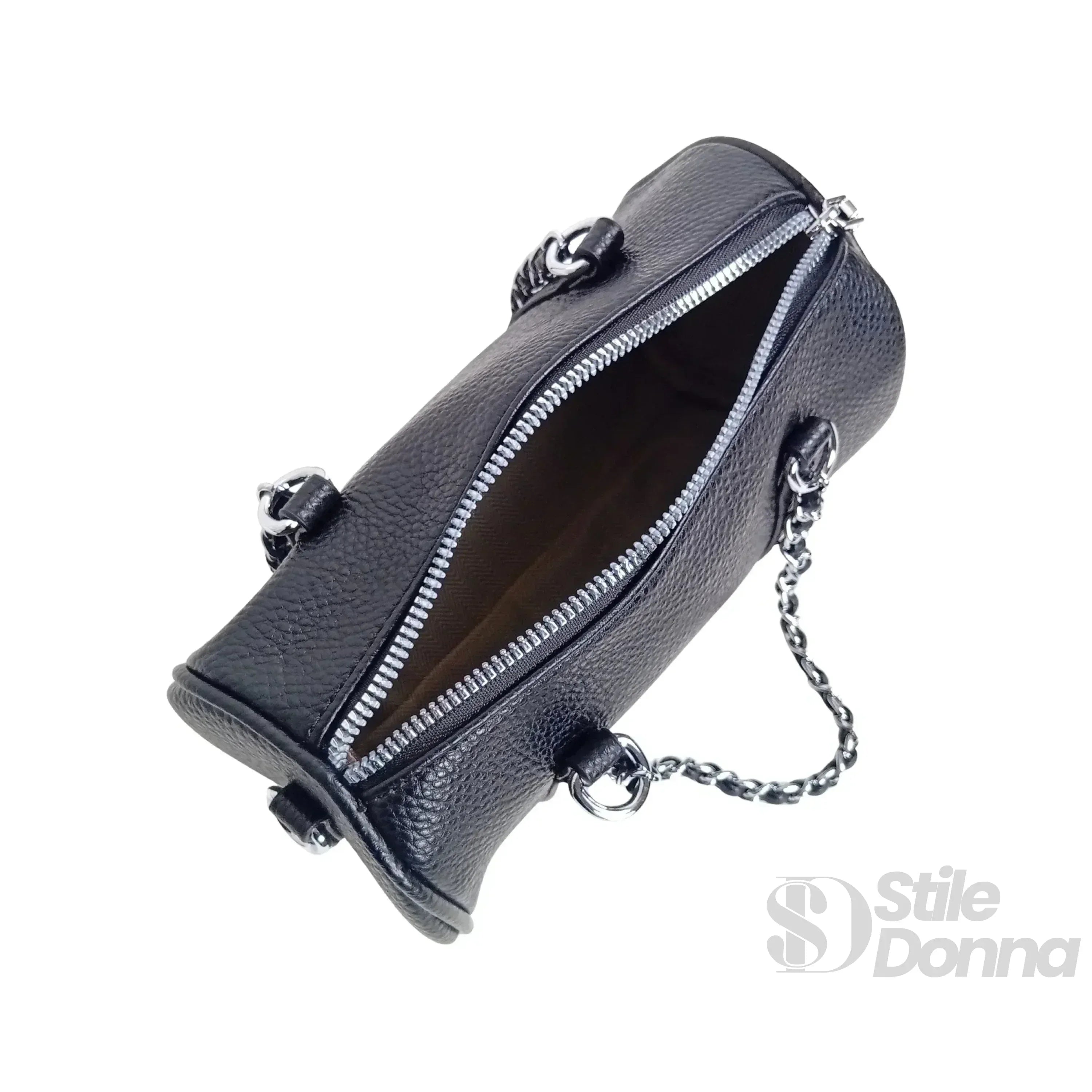Borsa a Cilindro con Doppio Manico in EcoPelle Resistente, Design Architettonico Compatto