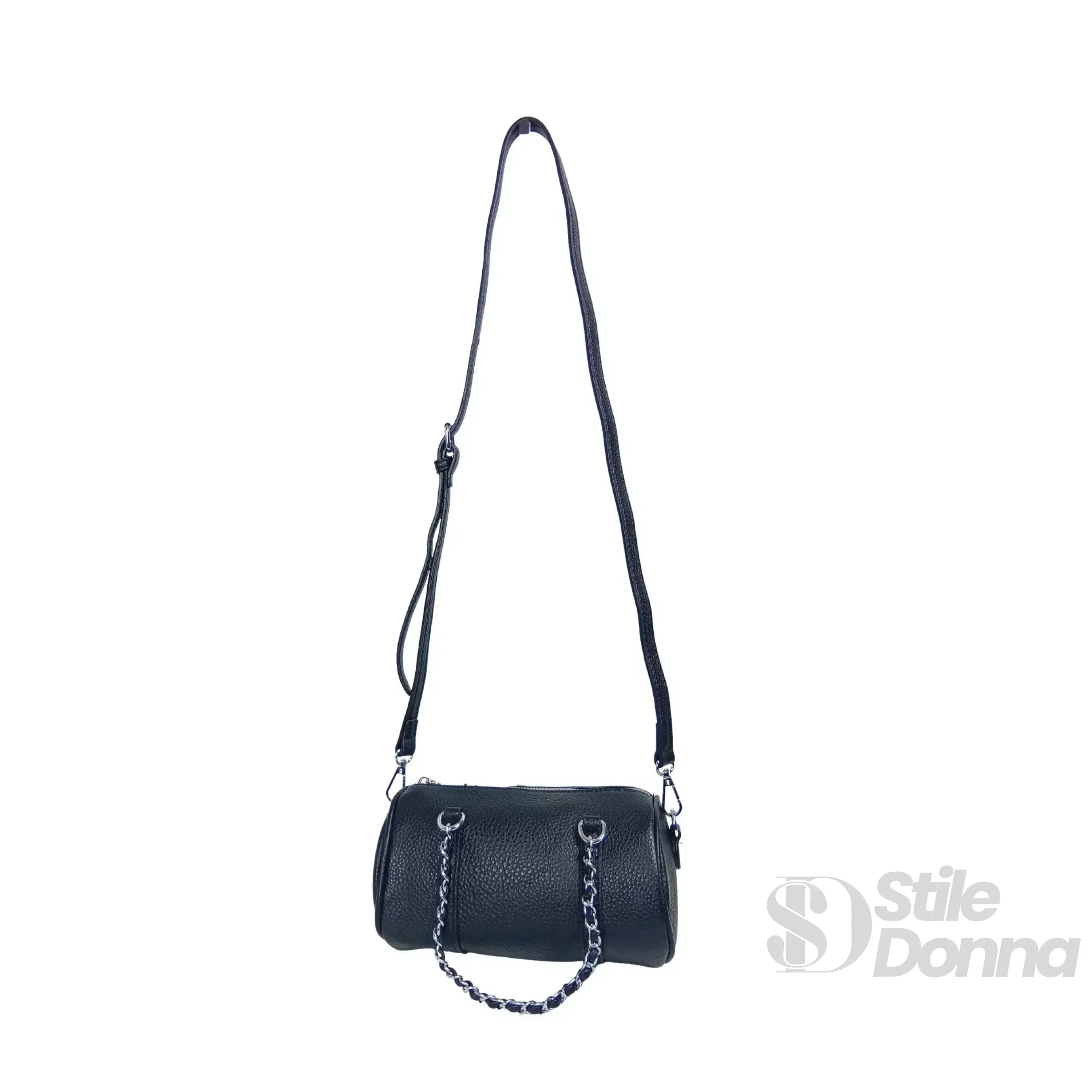 Borsa a Cilindro con Doppio Manico in EcoPelle Resistente, Design Architettonico Compatto