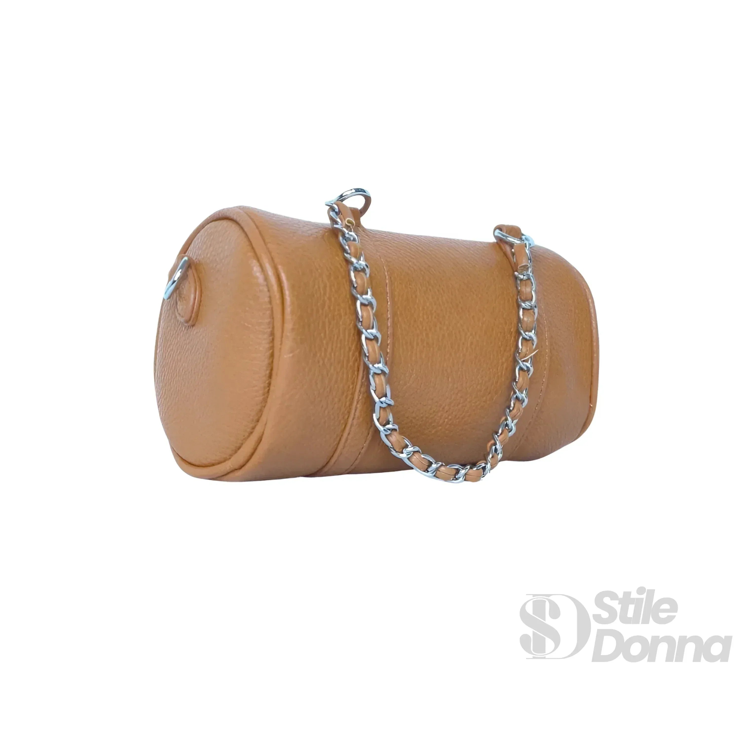 Borsa a Cilindro con Doppio Manico in EcoPelle Resistente, Design Architettonico Compatto