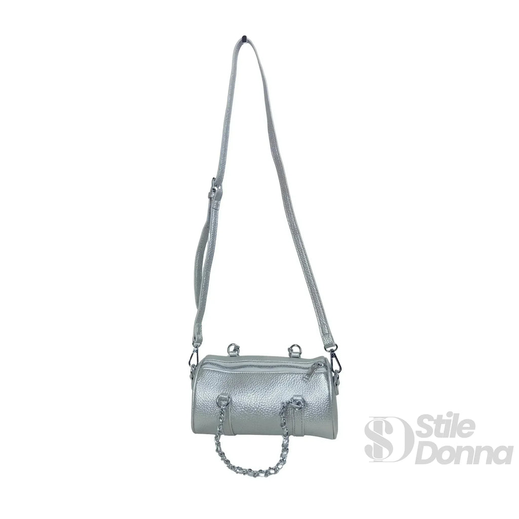 Borsa a Cilindro con Doppio Manico in EcoPelle Resistente, Design Architettonico Compatto