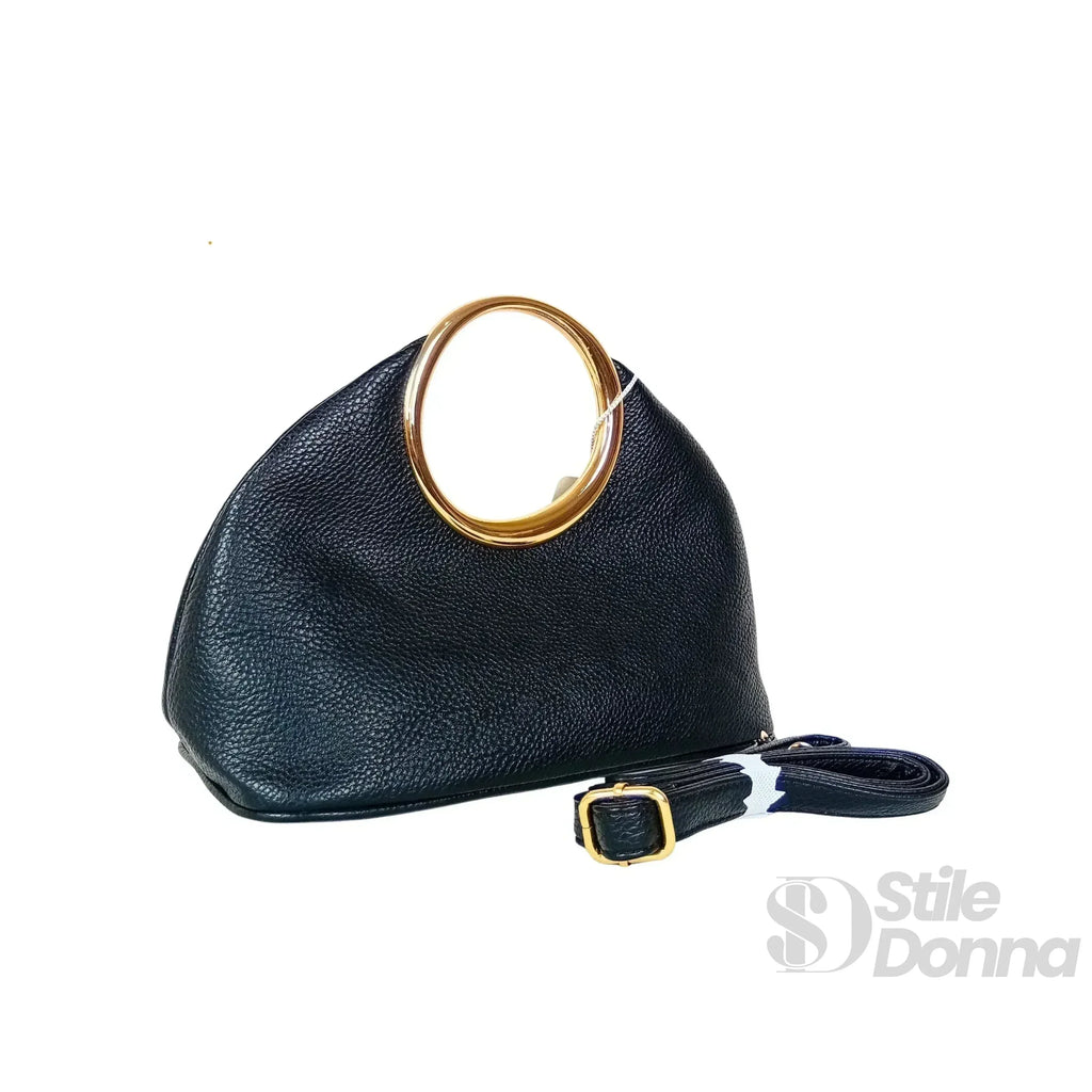 Borsa A Mano In Ecopelle Con Manico Circolare Oro