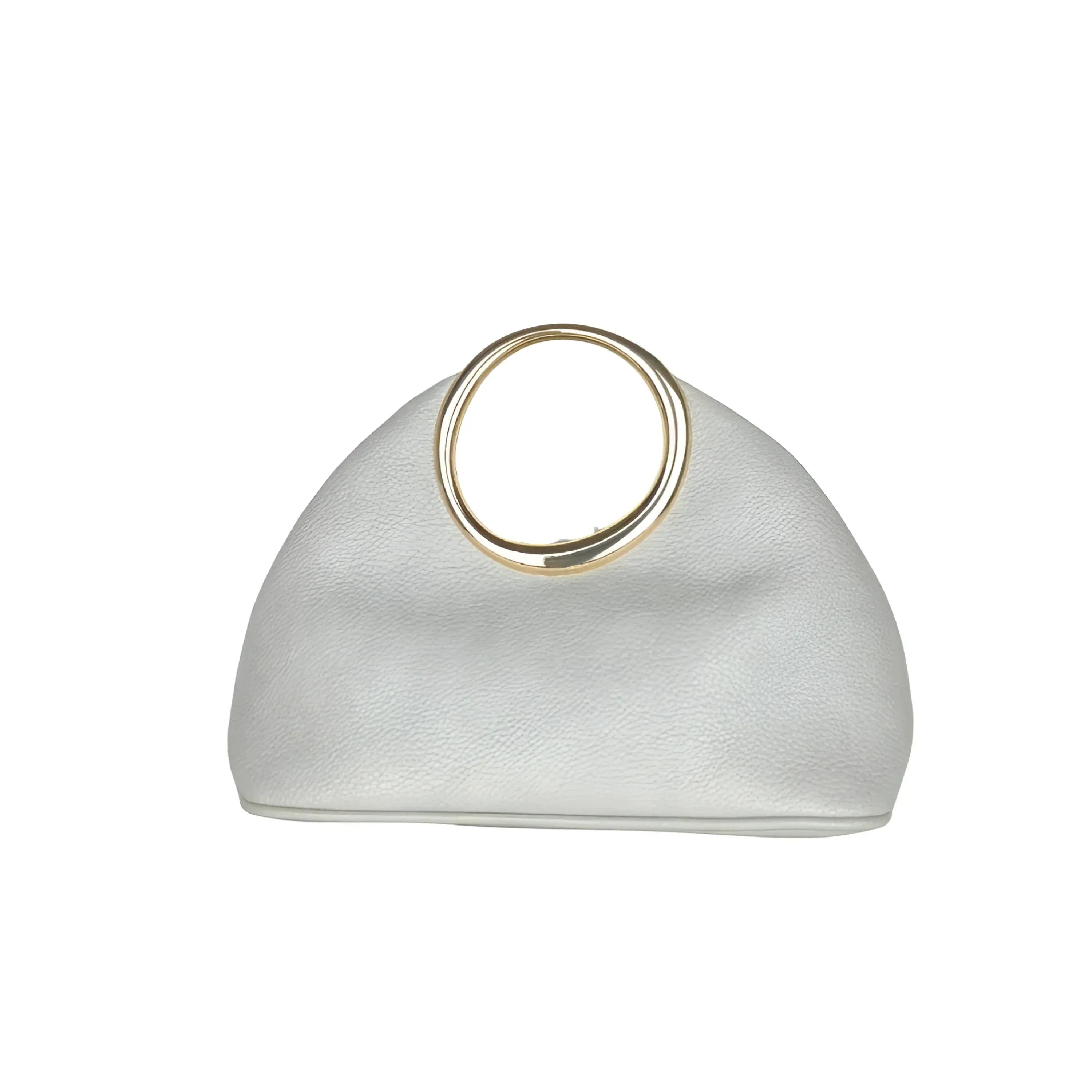Borsa A Mano In Ecopelle Con Manico Circolare Oro