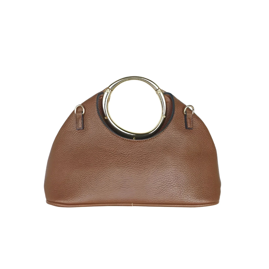 Borsa A Mano In Ecopelle Con Manico Circolare Oro
