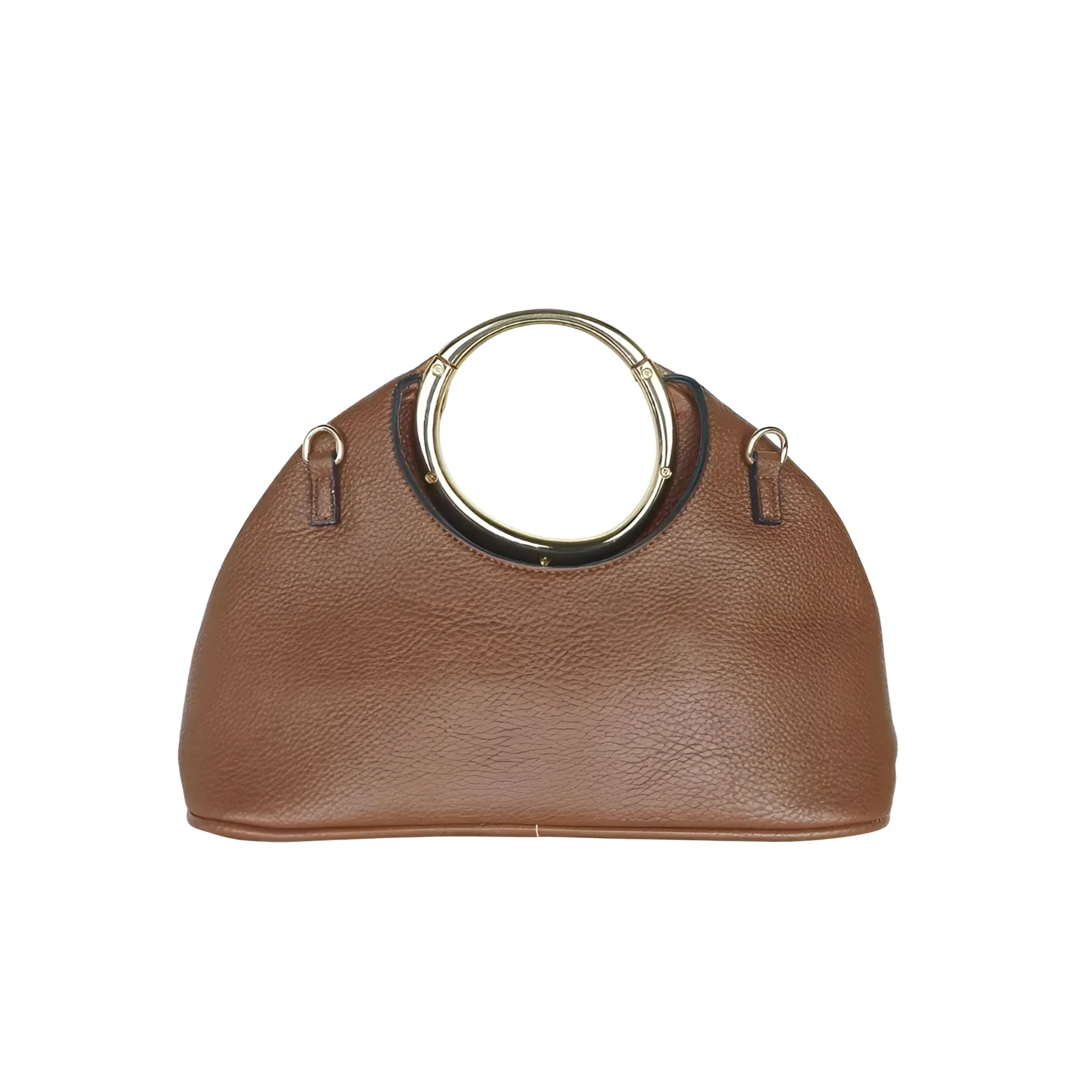 Borsa A Mano In Ecopelle Con Manico Circolare Oro