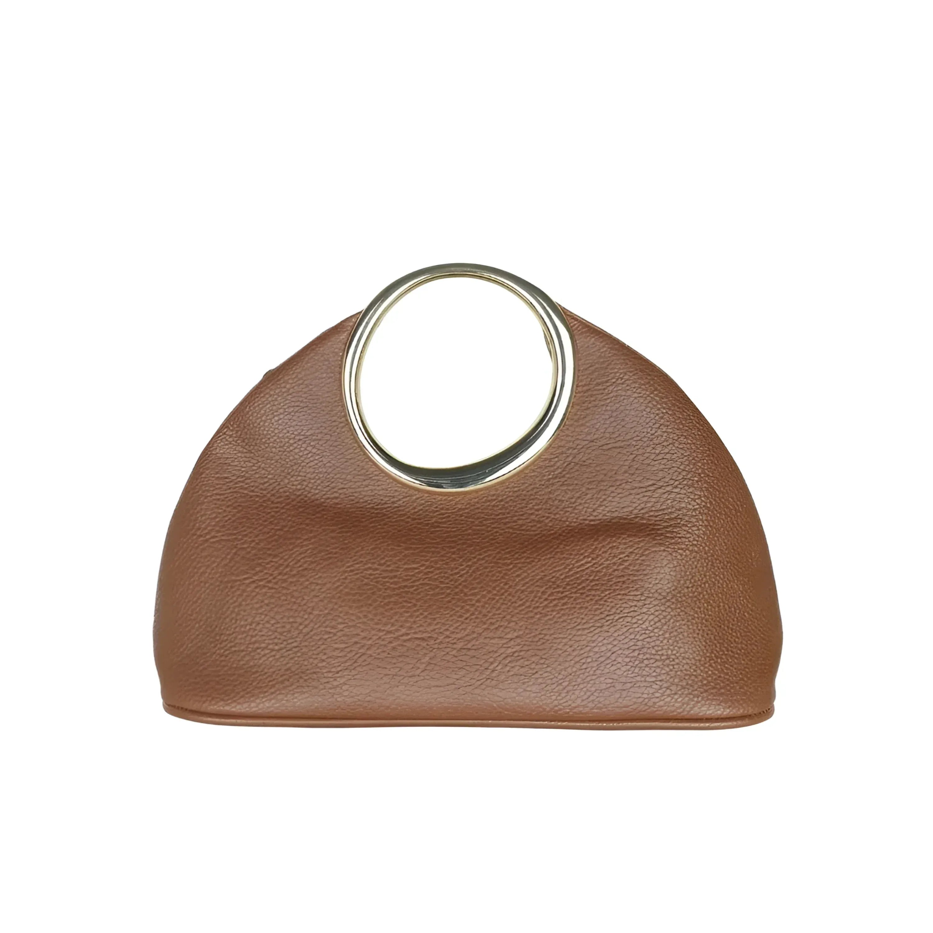 Borsa A Mano In Ecopelle Con Manico Circolare Oro