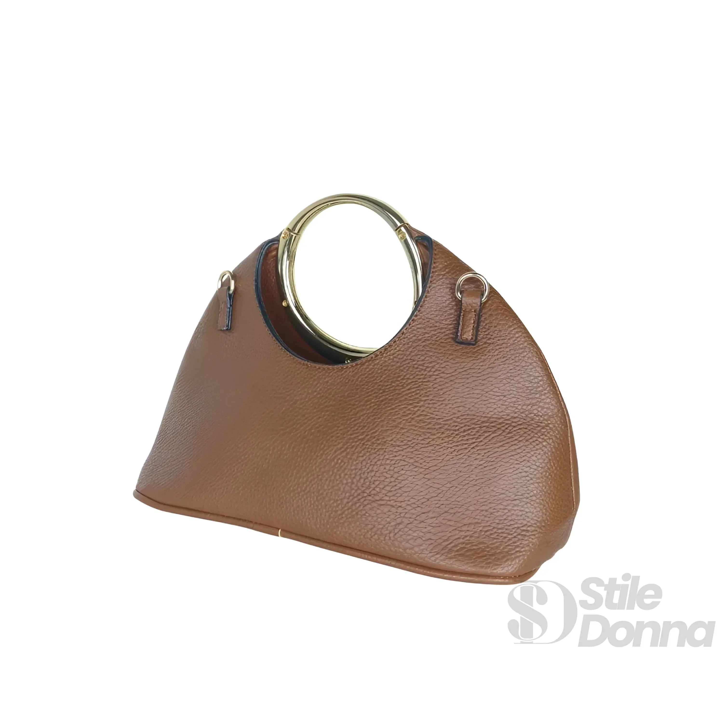 Borsa A Mano In Ecopelle Con Manico Circolare Oro