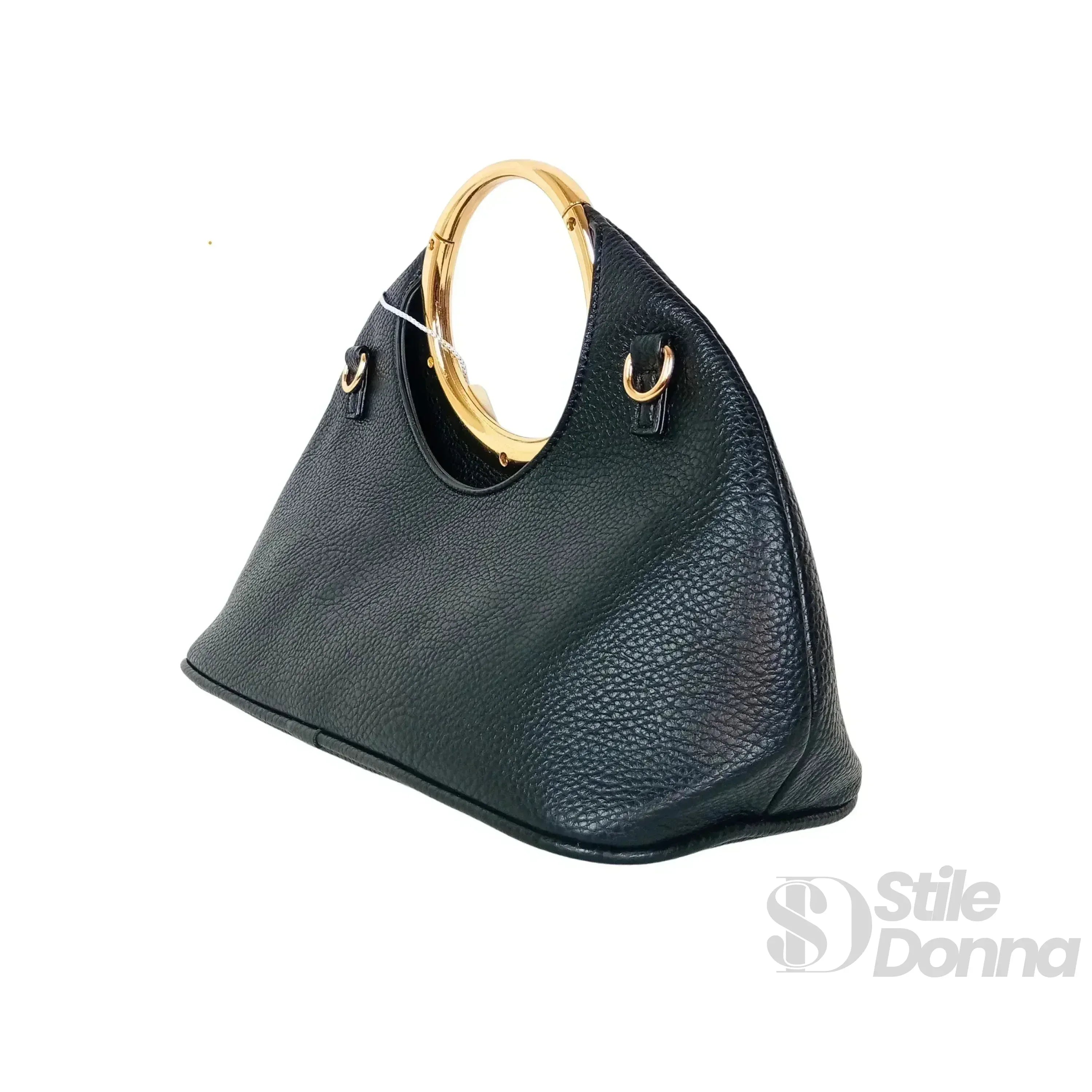 Borsa A Mano In Ecopelle Con Manico Circolare Oro