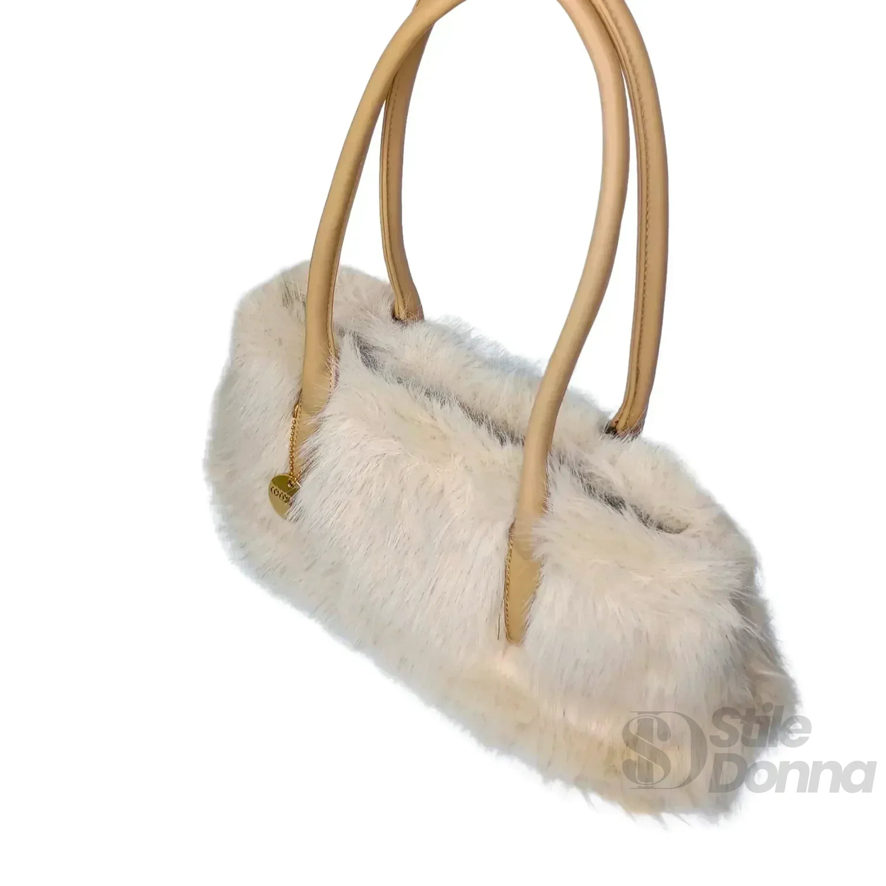 Borsa A Mano In Pelle E Pelliccia Sintetica Strutturata Con Interno Organizzatore Pratico