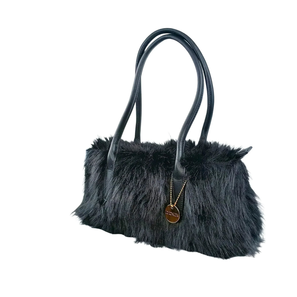Borsa A Mano In Pelle E Pelliccia Sintetica Strutturata Con Interno Organizzatore Pratico
