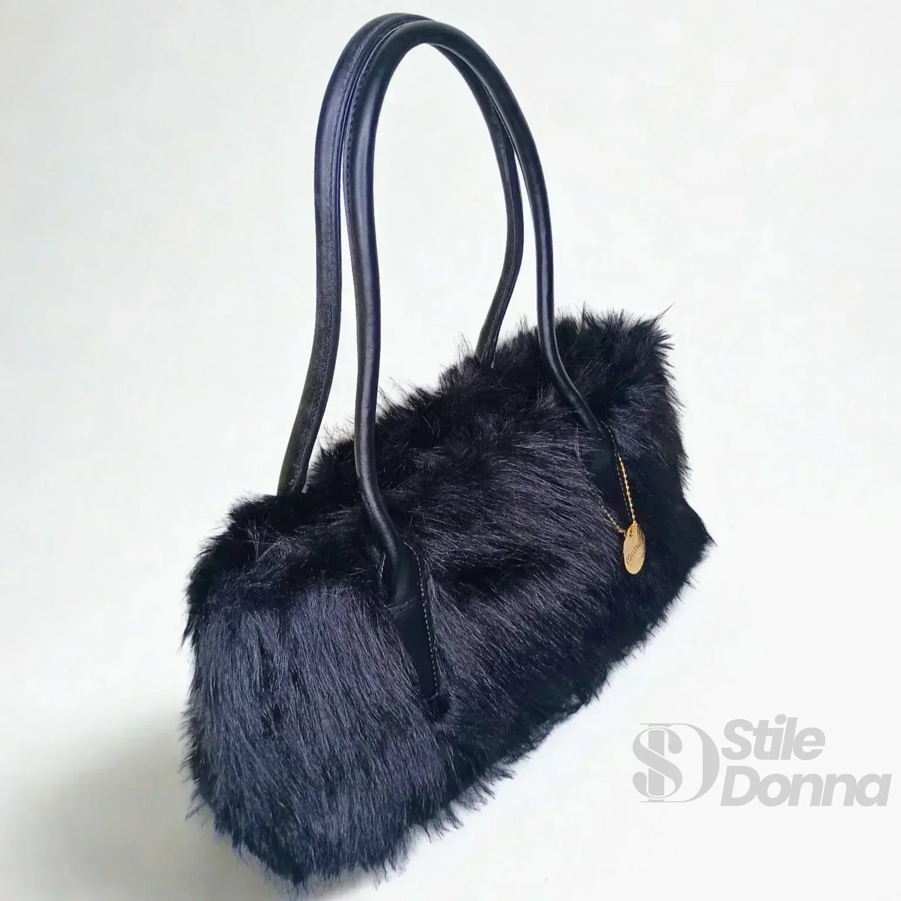 Borsa A Mano In Pelle E Pelliccia Sintetica Strutturata Con Interno Organizzatore Pratico