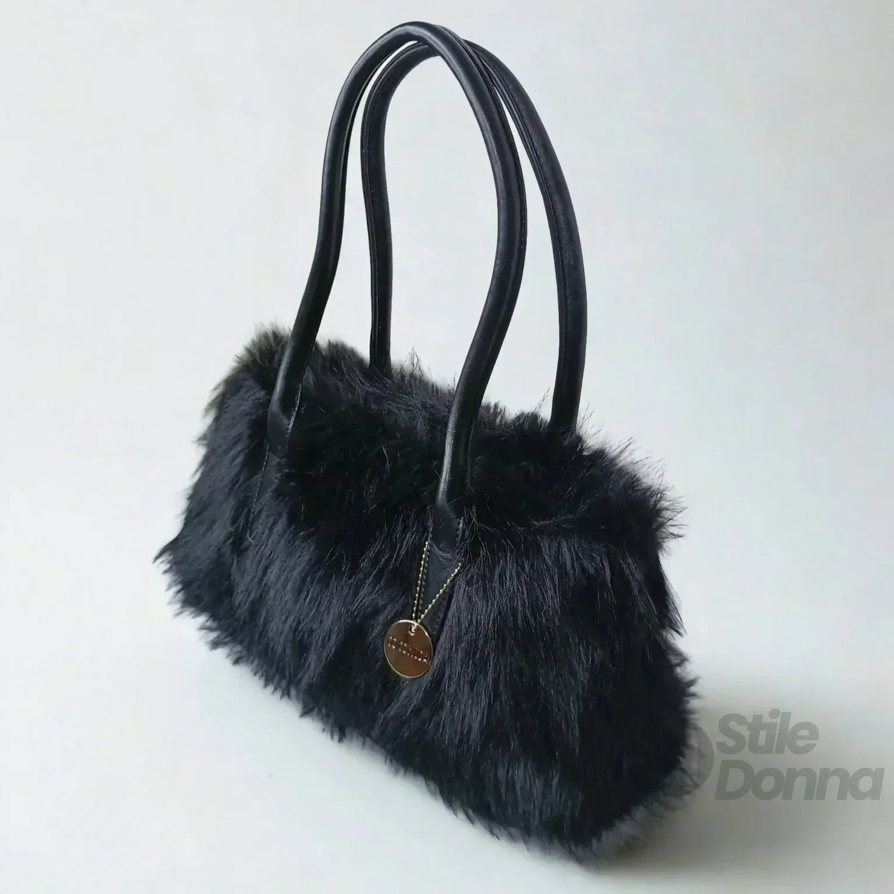 Borsa A Mano In Pelle E Pelliccia Sintetica Strutturata Con Interno Organizzatore Pratico