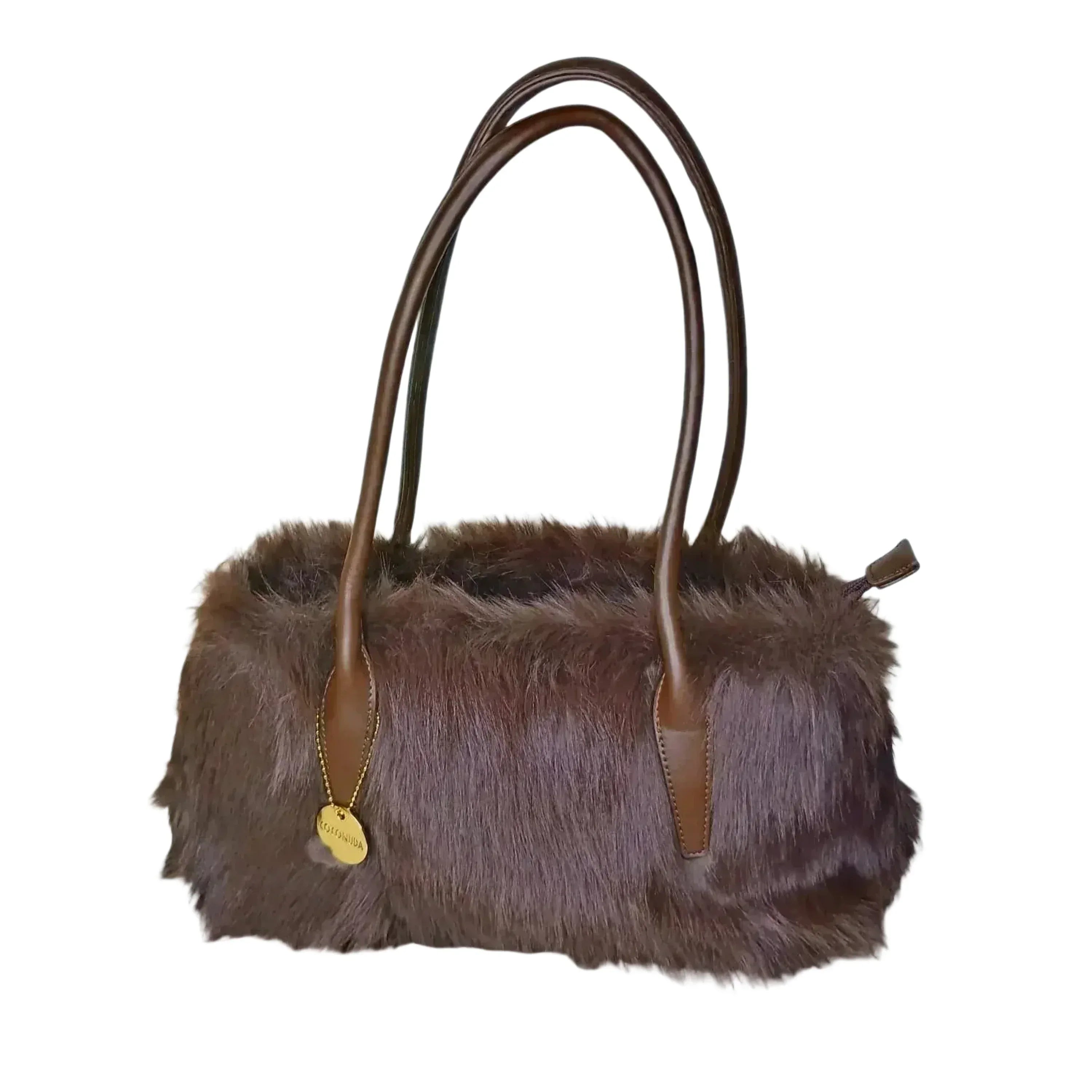 Borsa A Mano In Pelle E Pelliccia Sintetica Strutturata Con Interno Organizzatore Pratico