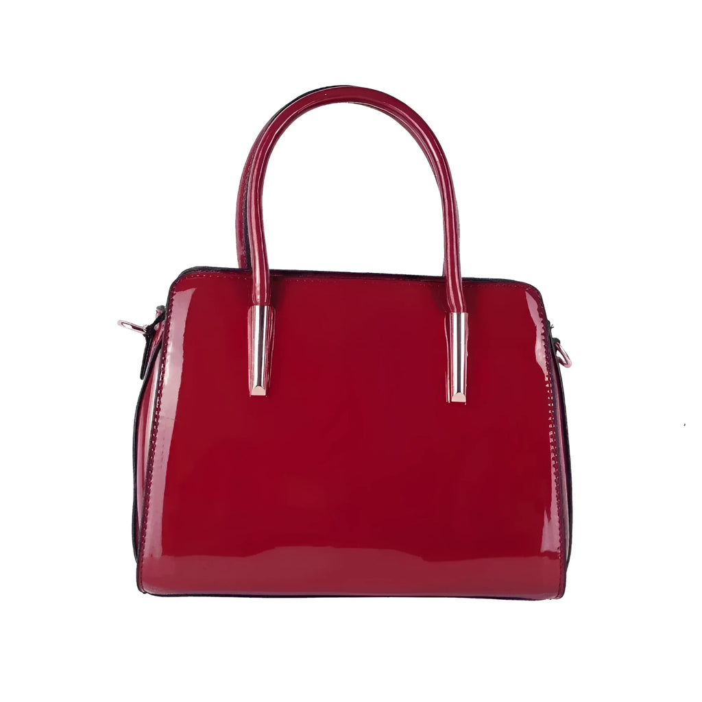 MS Borsa A Mano In Pelle Verniciata Lucida MS 7408 Con Dettagli In Metallo Dorato Per Uso Quotidiano