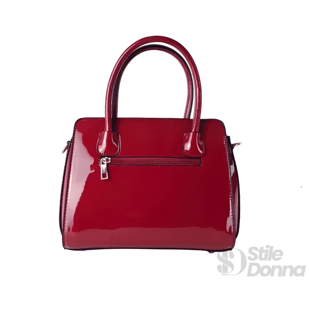 MS Borsa A Mano In Pelle Verniciata Lucida MS 7408 Con Dettagli In Metallo Dorato Per Uso Quotidiano