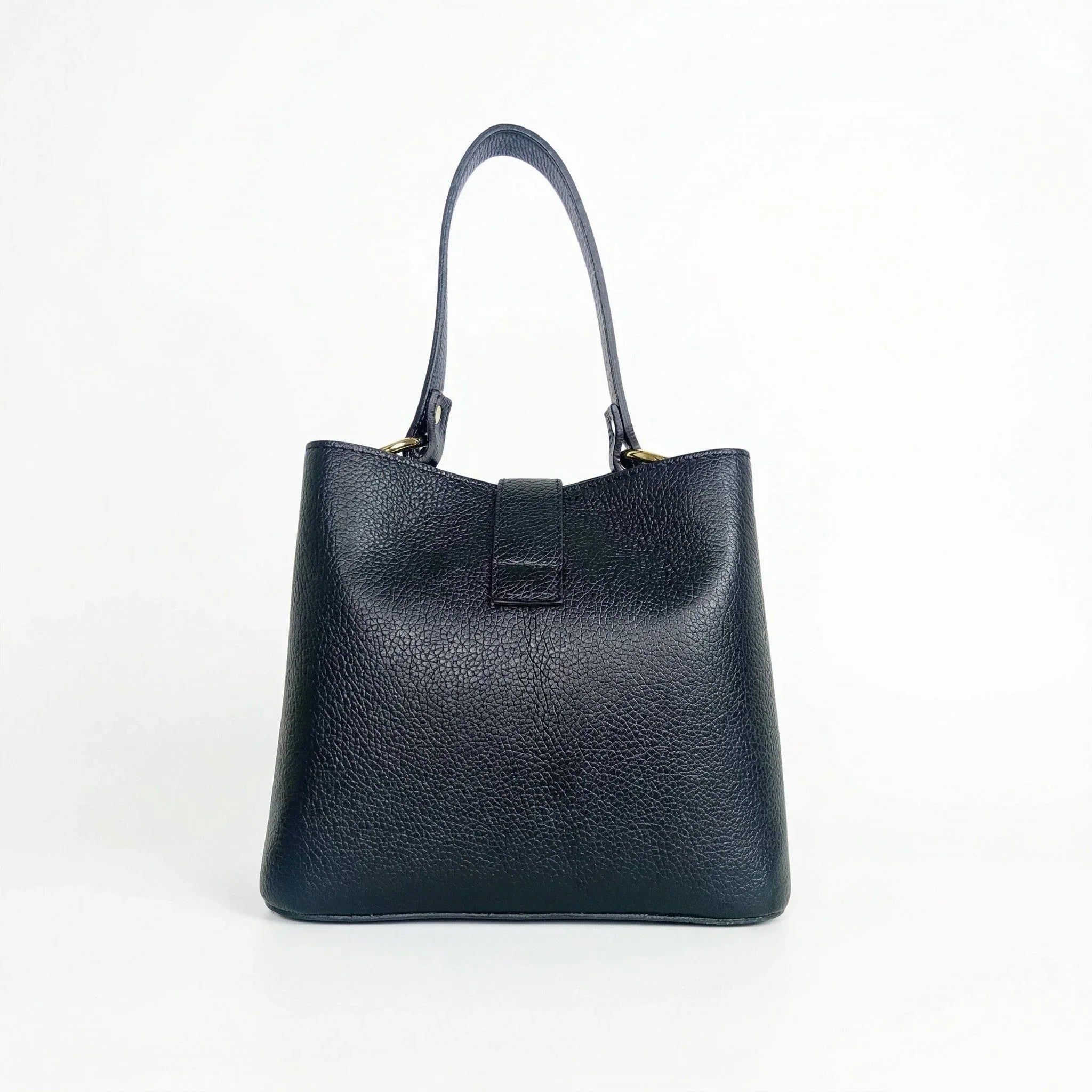 Borsa A Mano In Vera Pelle Italiana Con Dettagli Dorati Interna Ed Esterna In Pelle Di Alta Qualità