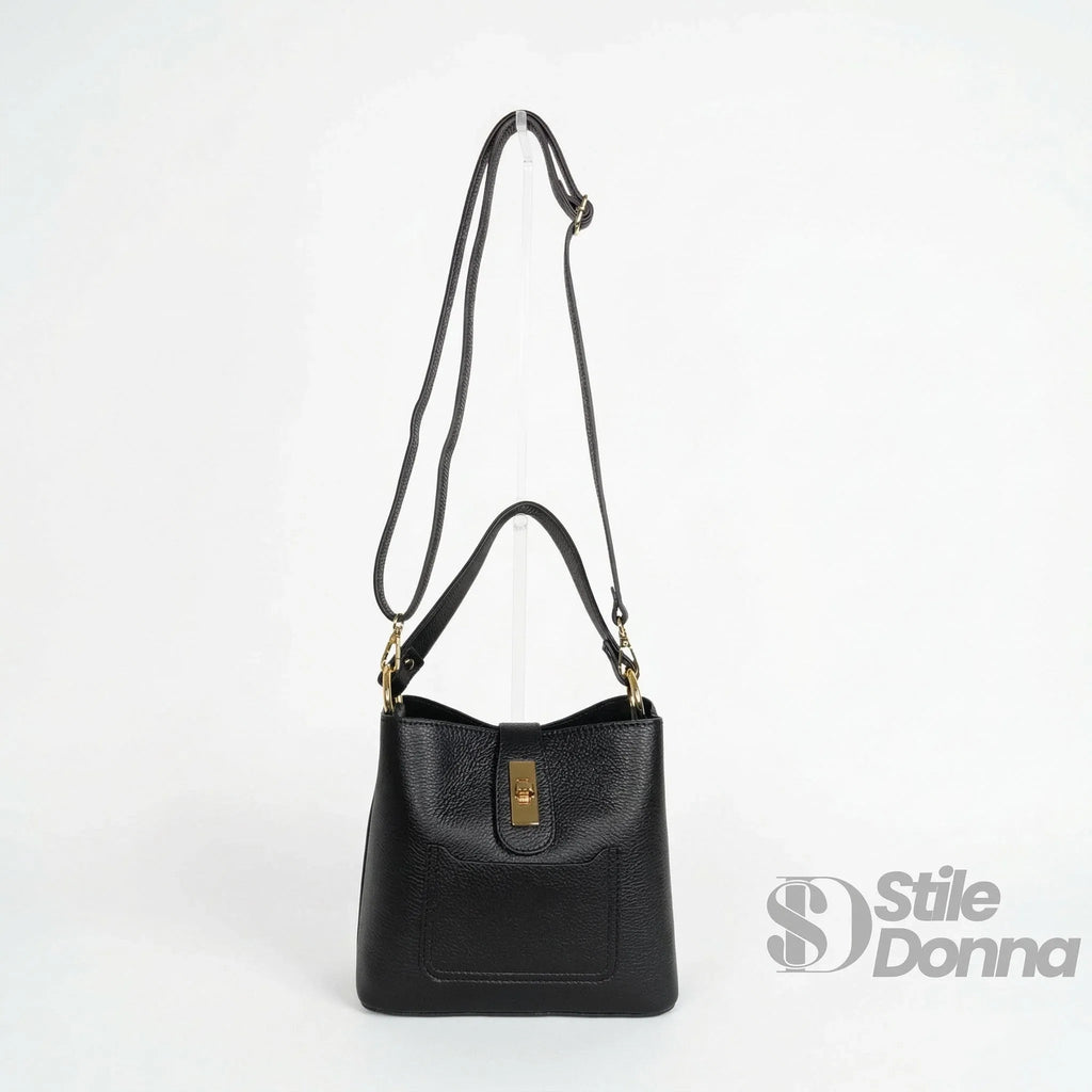 Borsa A Mano In Vera Pelle Italiana Con Dettagli Dorati Interna Ed Esterna In Pelle Di Alta Qualità