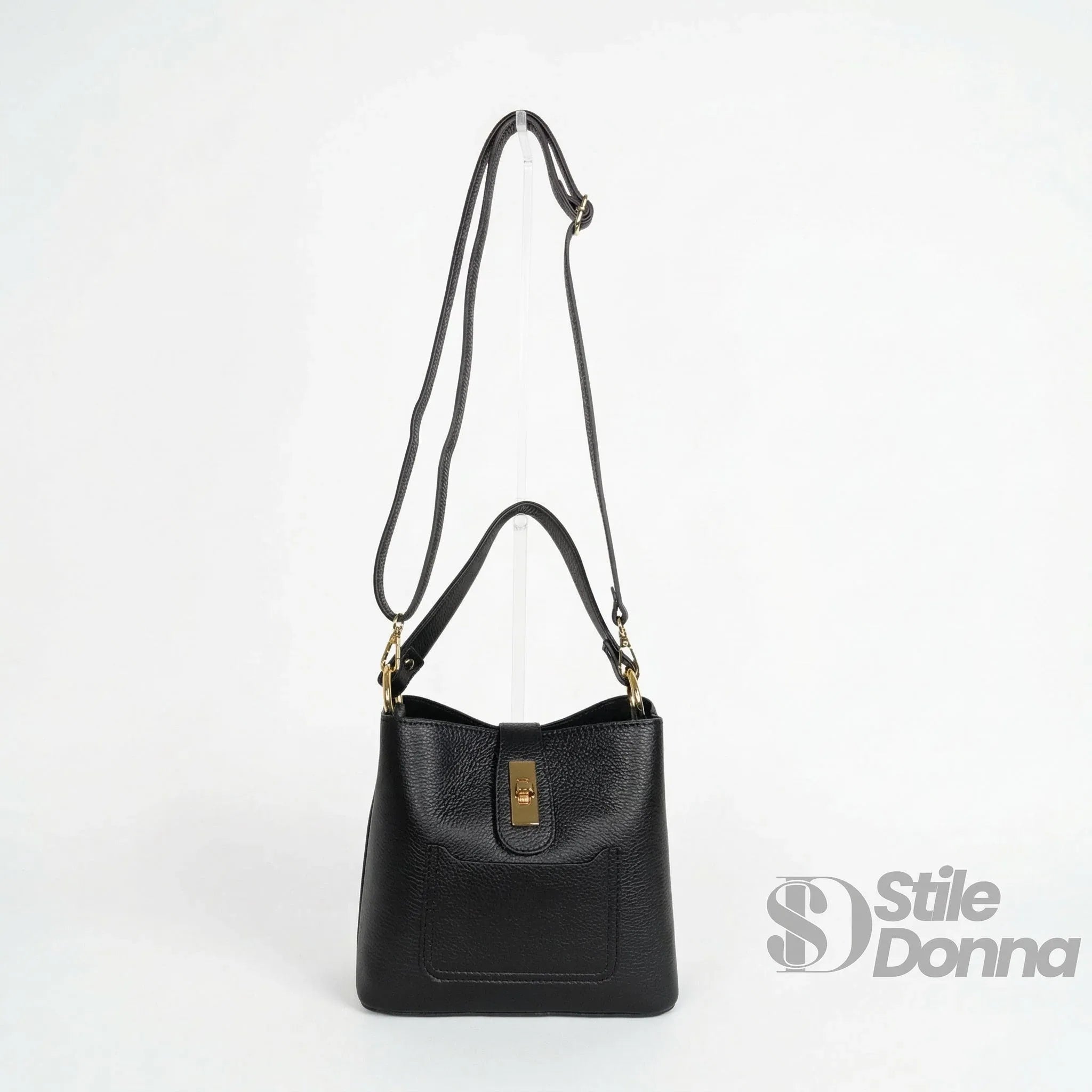 Borsa A Mano In Vera Pelle Italiana Con Dettagli Dorati Interna Ed Esterna In Pelle Di Alta Qualità