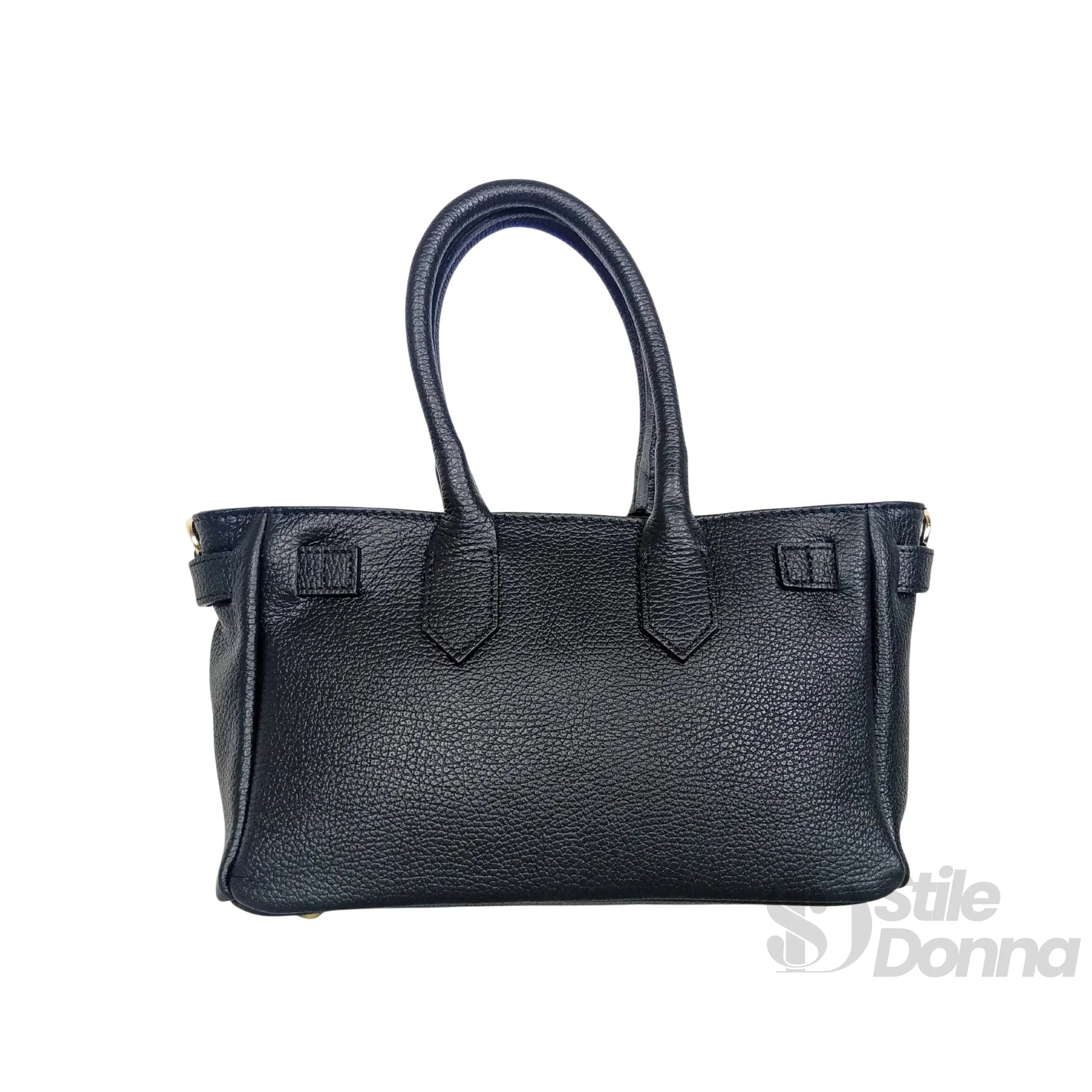 Borsa A Mano In Vera Pelle Con Hardware Dorato Made In Italy Interno In Microfibra Antistrappo