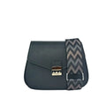 Borsa A Patta In Ecopelle Nera Con Chiusura Argento