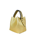 Borsa Secchiello Giallo Senape Con Manico Intrecciato In Ecopelle Fodera Interna Con Tasche Organizzative