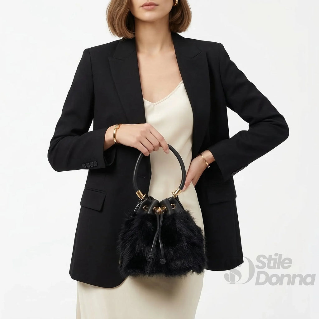 Coconuda Borsa A Secchiello In Pelliccia Sintetica Al 100 Modello MS1519 Stile Contemporaneo
