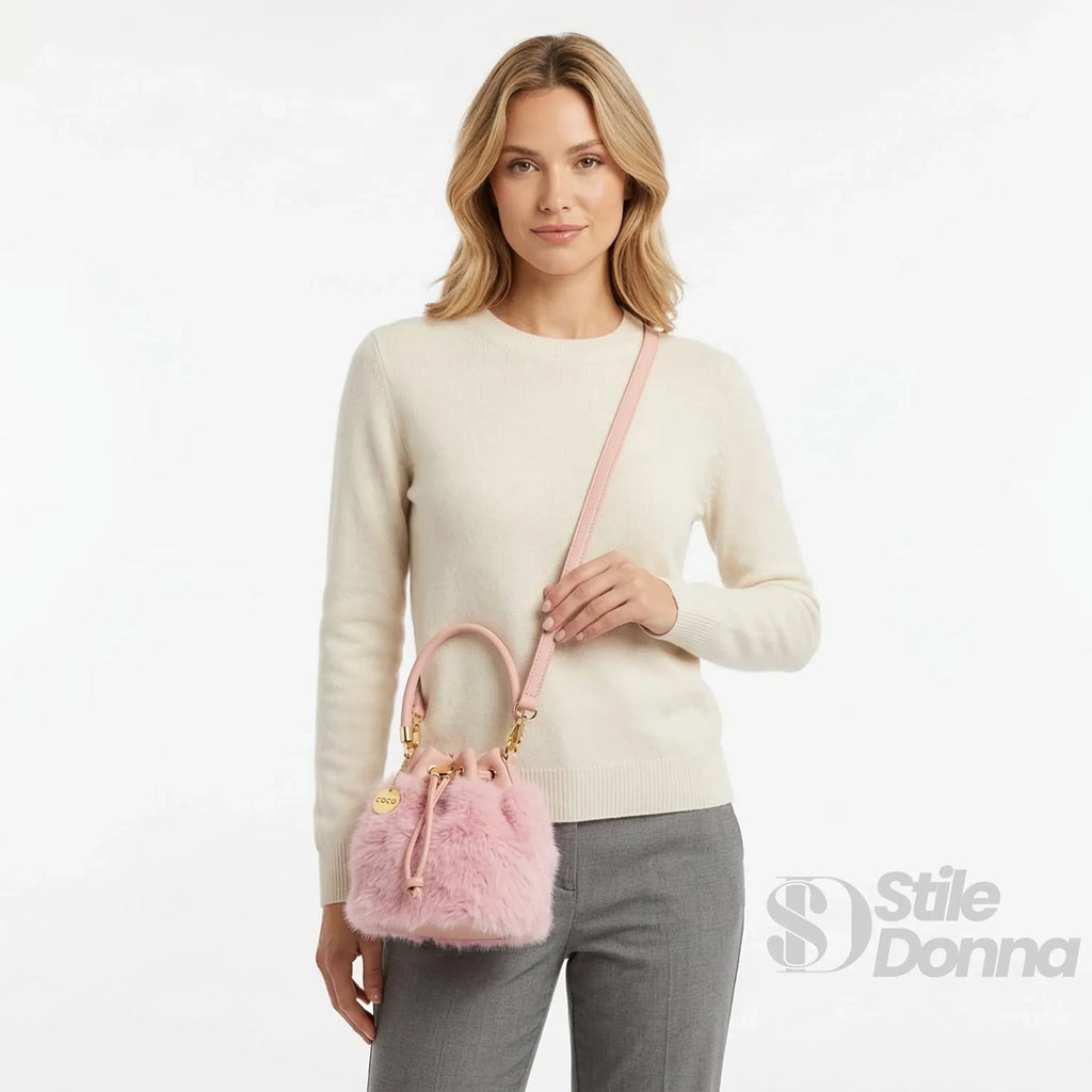 Coconuda Borsa A Secchiello In Pelliccia Sintetica Al 100 Modello MS1519 Stile Contemporaneo
