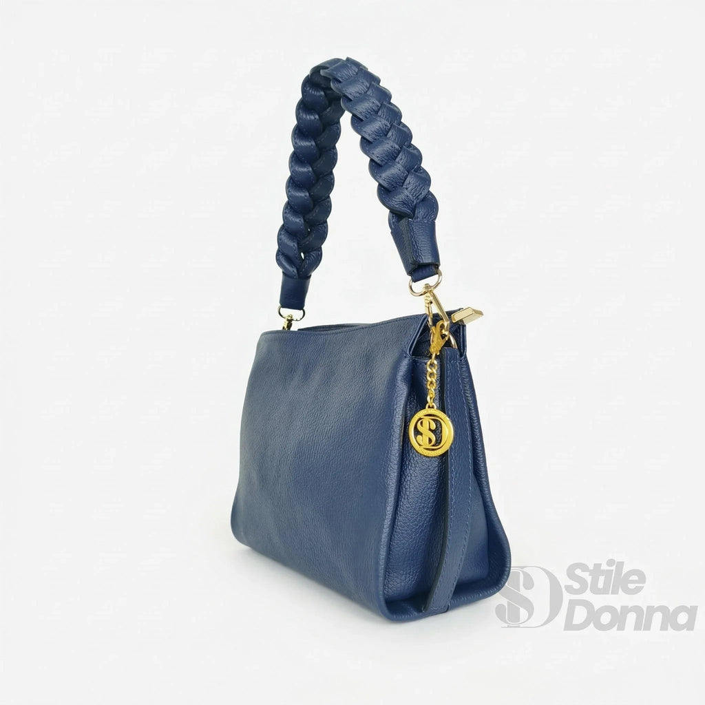 Amora Borsa a Spalla Classico in Pelle Blu