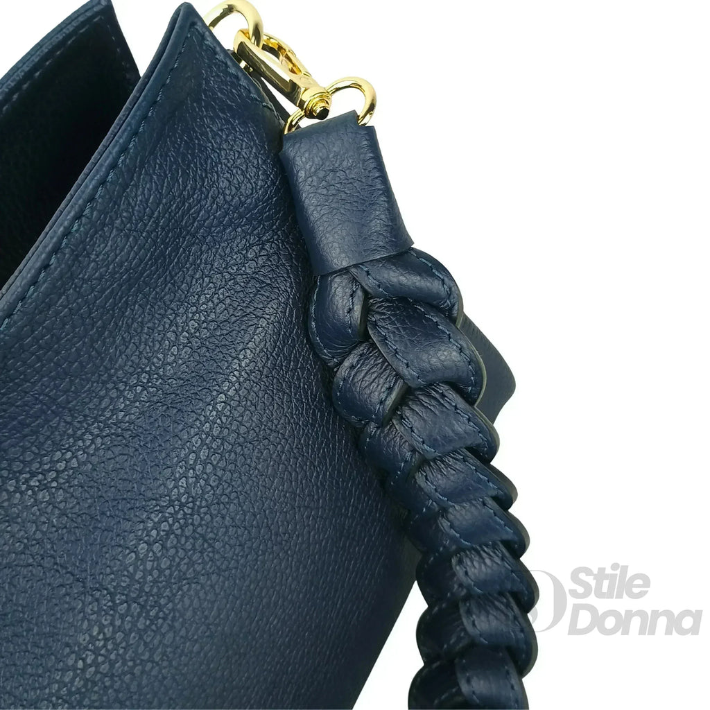 Amora Borsa a Spalla Classico in Pelle Blu
