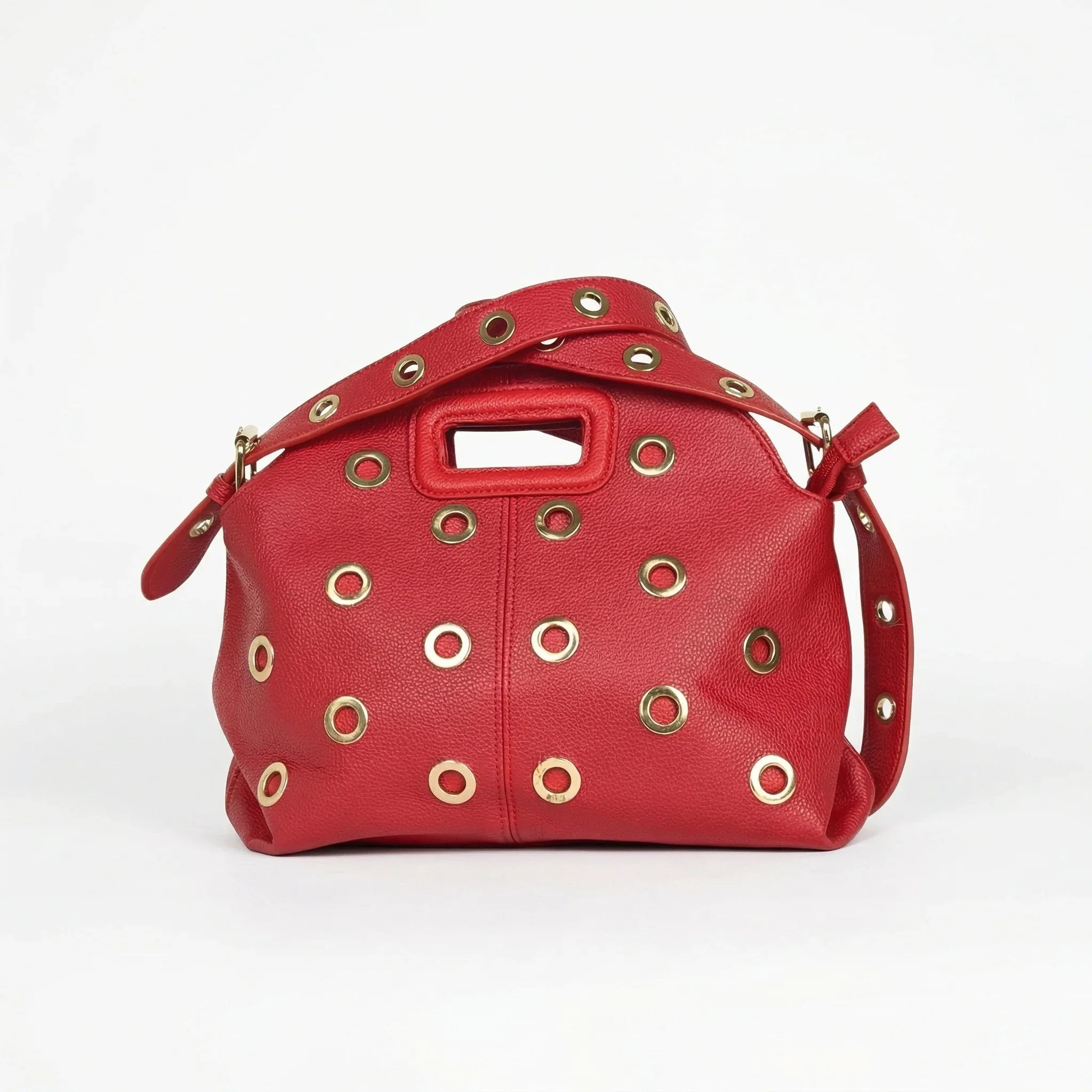 Borsa a Spalla Con Occhielli Circolari Oro In Ecopelle Resistente E Dettagli Dorati