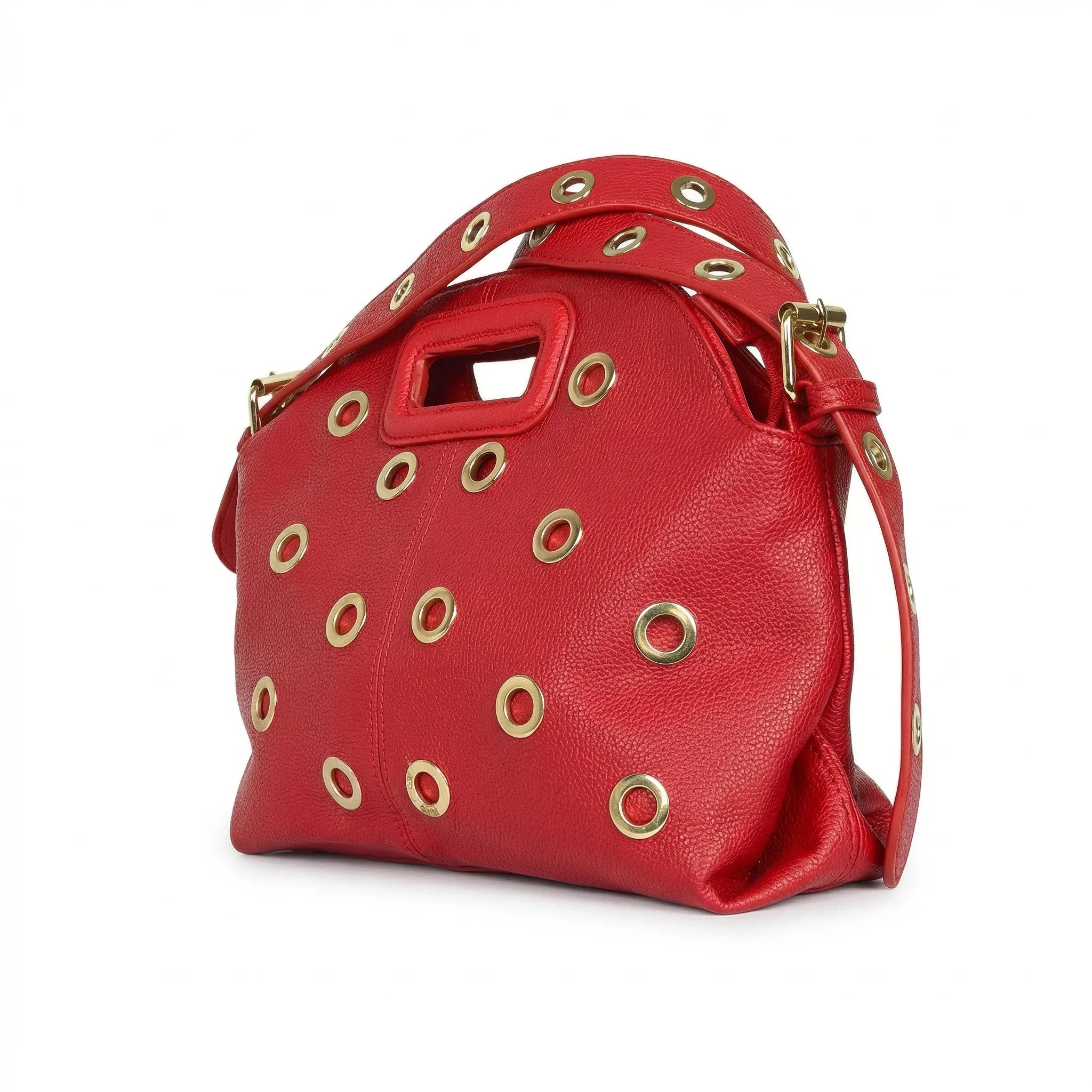 Borsa a Spalla Con Occhielli Circolari Oro In Ecopelle Resistente E Dettagli Dorati