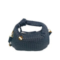 Borsa A Spalla In Pelle Intrecciata Con Manico A Nodo E Accessori In Acciaio Dorato