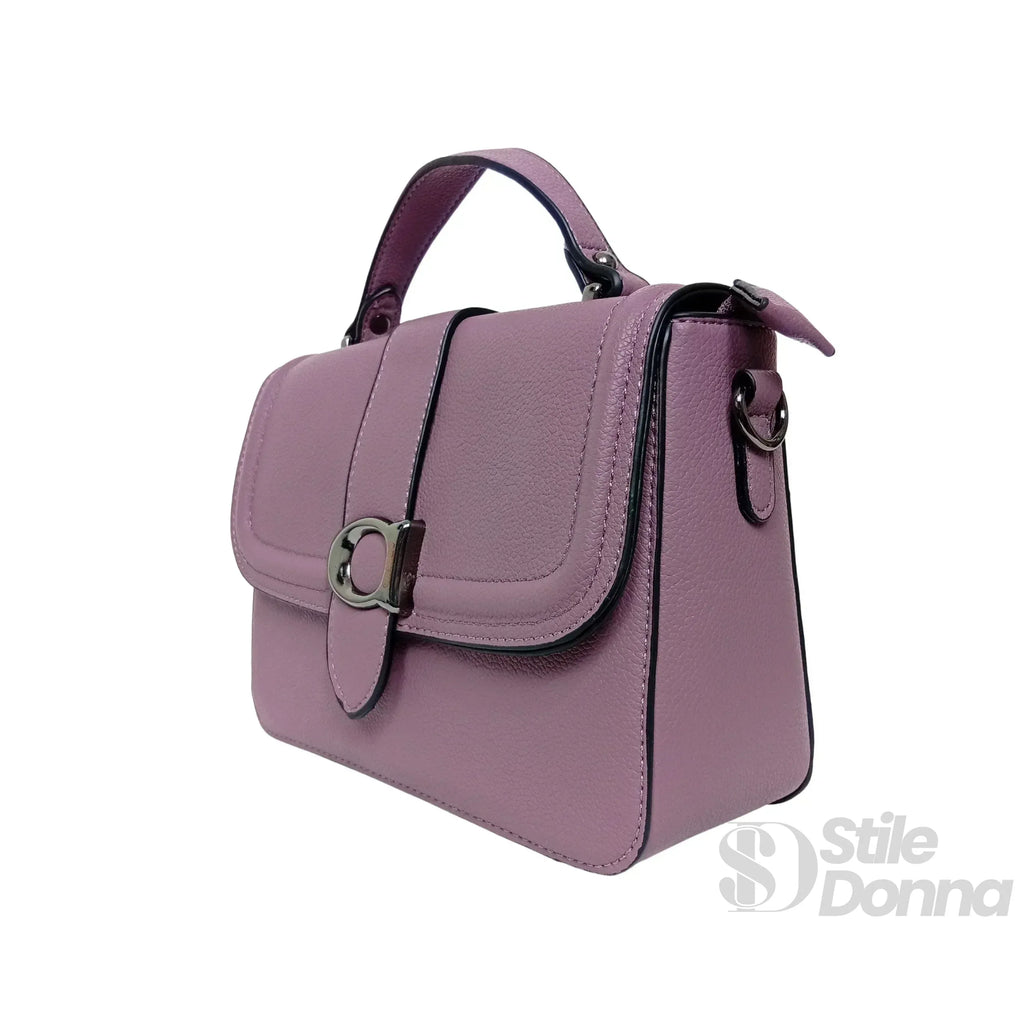 Borsa A Spalla Rigida In Ecopelle Con Texture Morbida Interno In Tessuto Design Minimalista