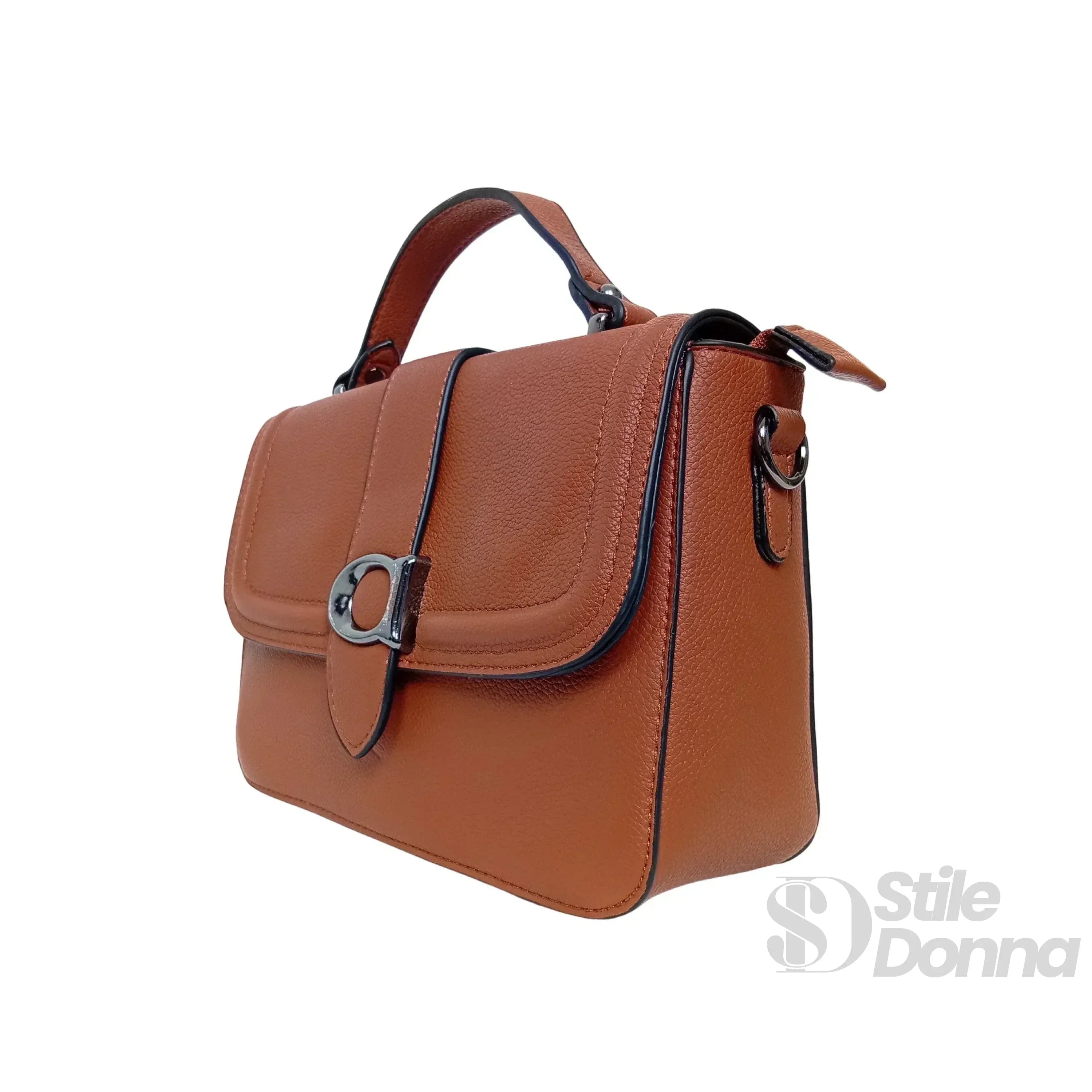 Borsa A Spalla Rigida In Ecopelle Con Texture Morbida Interno In Tessuto Design Minimalista