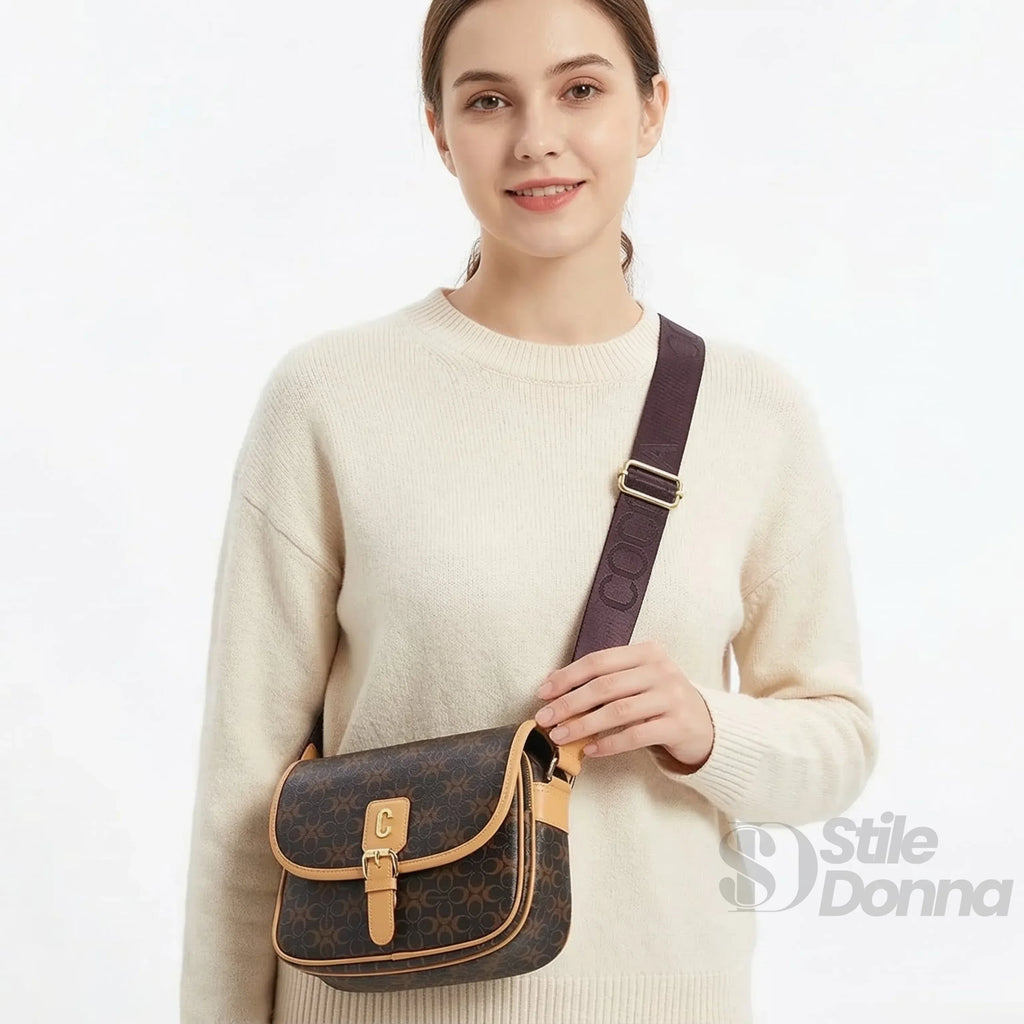 Coconuda Borsa A Tracolla MS 5490 Ecopelle Compatta Per Uso Quotidiano Con Patta Di Sicurezza Regolabile Altezza 20 Cm Larghezza 27 Cm